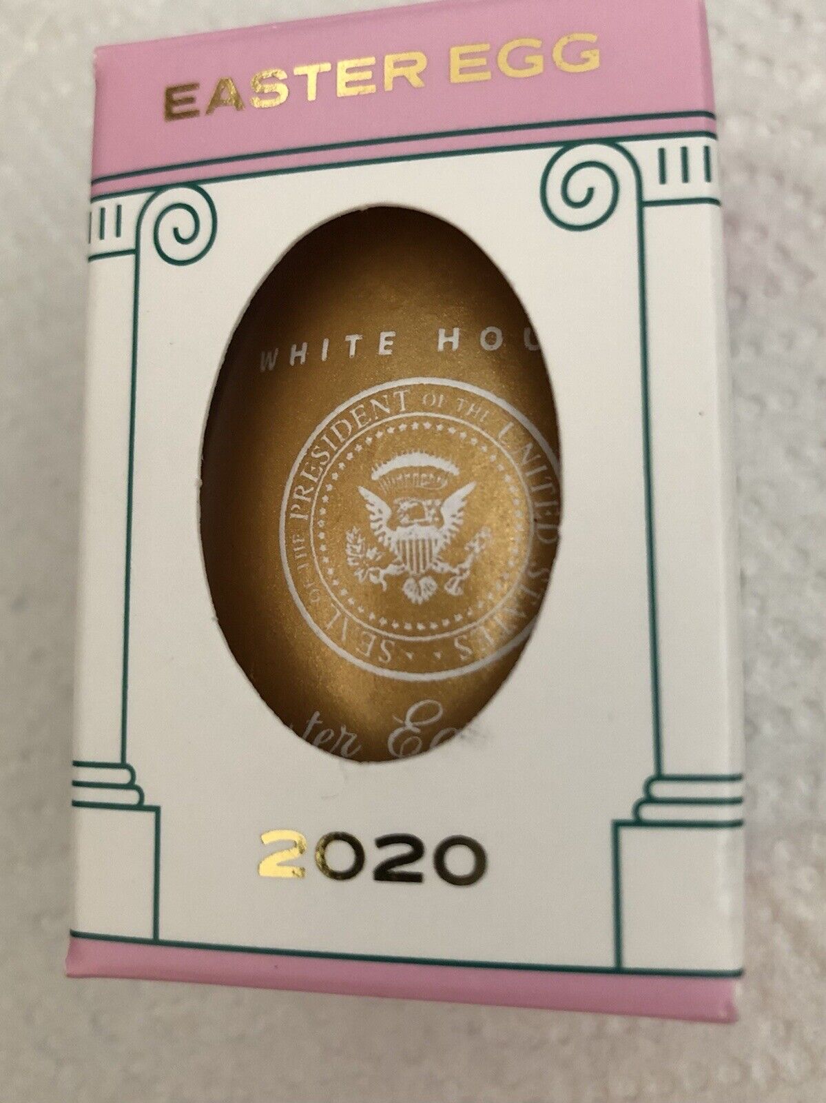 TRUMP 2020 WHITE HOUSE GOLD EASTER EGG w BOX SIGNED DONALD PRESIDENT REPUBLICAN