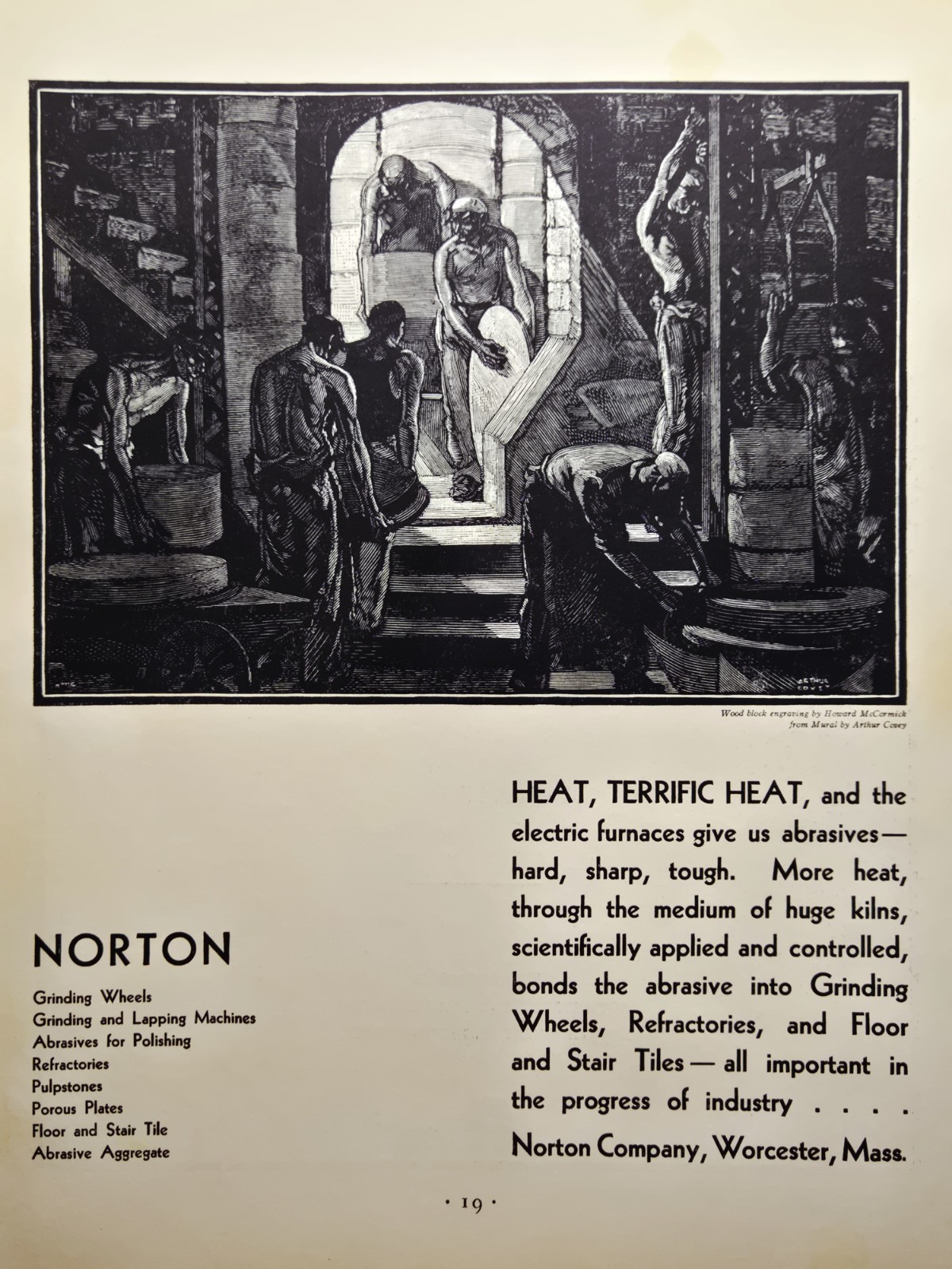 Norton Co Worcester MA Abrasives Howard McCormick Arthur Covey Art Print Ad 1930