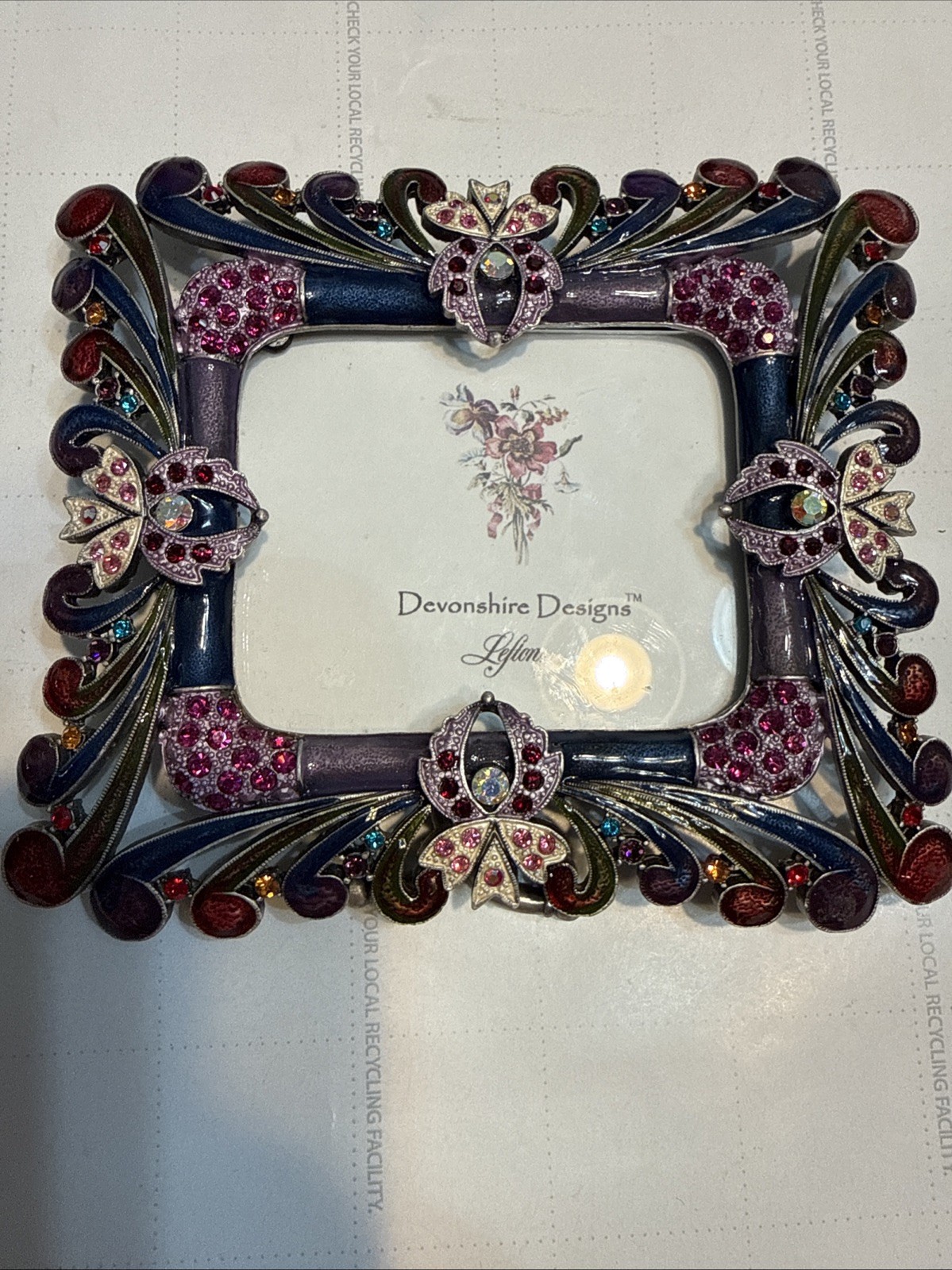 Devonshire Designs by Lefton Ornate Jeweled Photo Frame 2-1/2”x3”  Resin