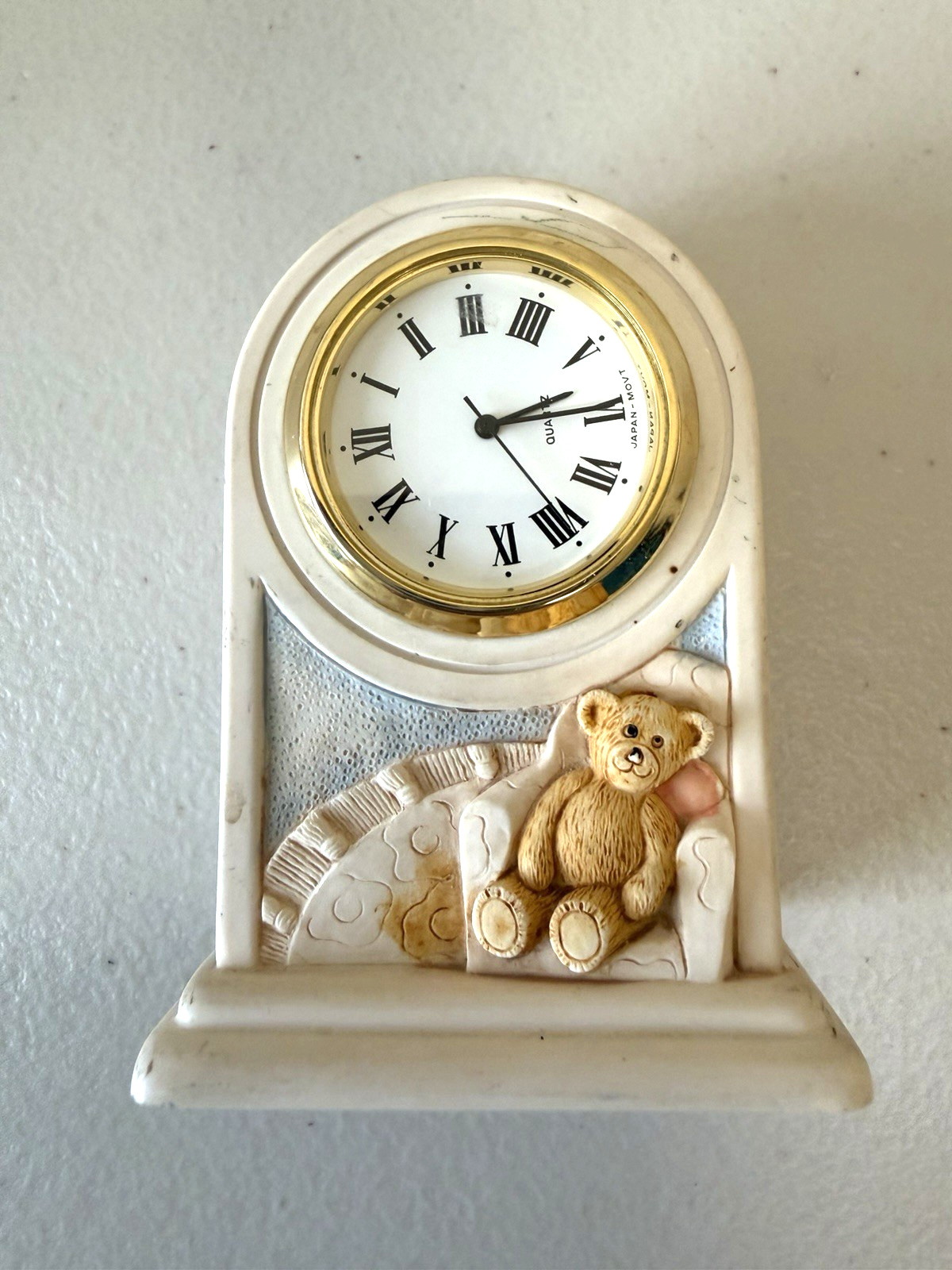 vintage Handcast Adesigns Limited miniature resin mantel Teddy Bear Clock vintage Handcast Adesigns Limited miniature resin mantel Teddy Bear Clock
