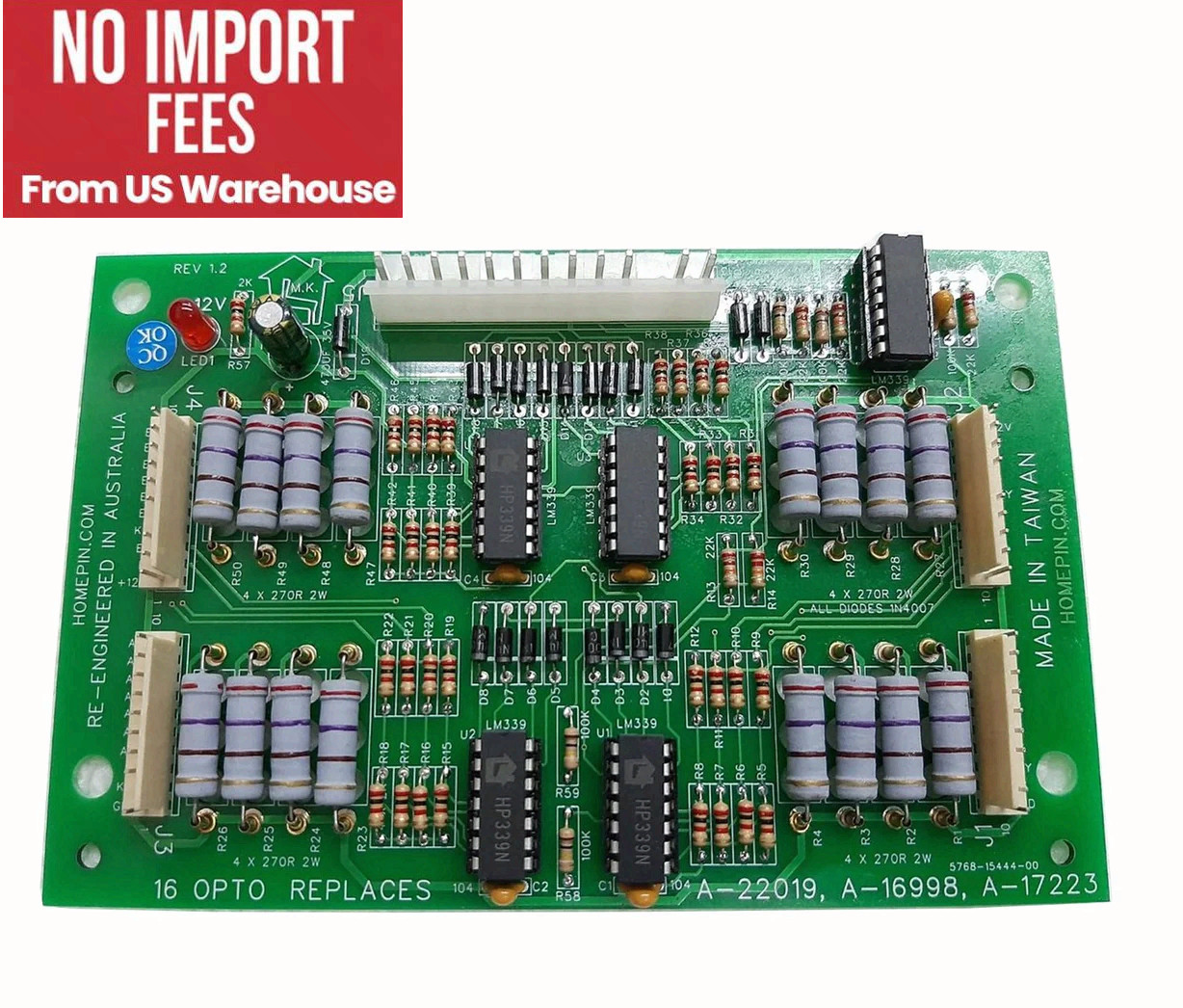 Williams/Bally 16 Opto Board Pinball PCB Used Untested AS-IS 5768-13739-02