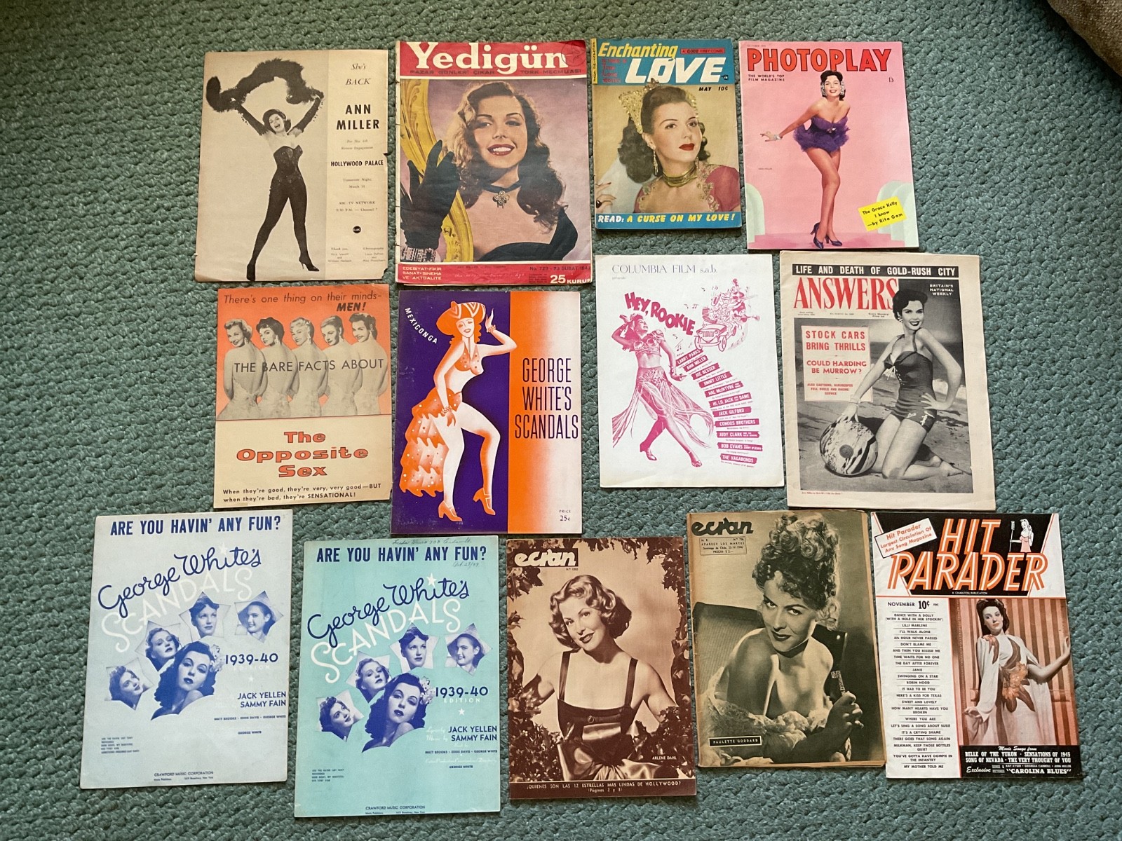 ANN MILLER ORIGINAL EPHEMERA, MAGAZINE PLUS MORE - (13) Total Pieces, Some Rare
