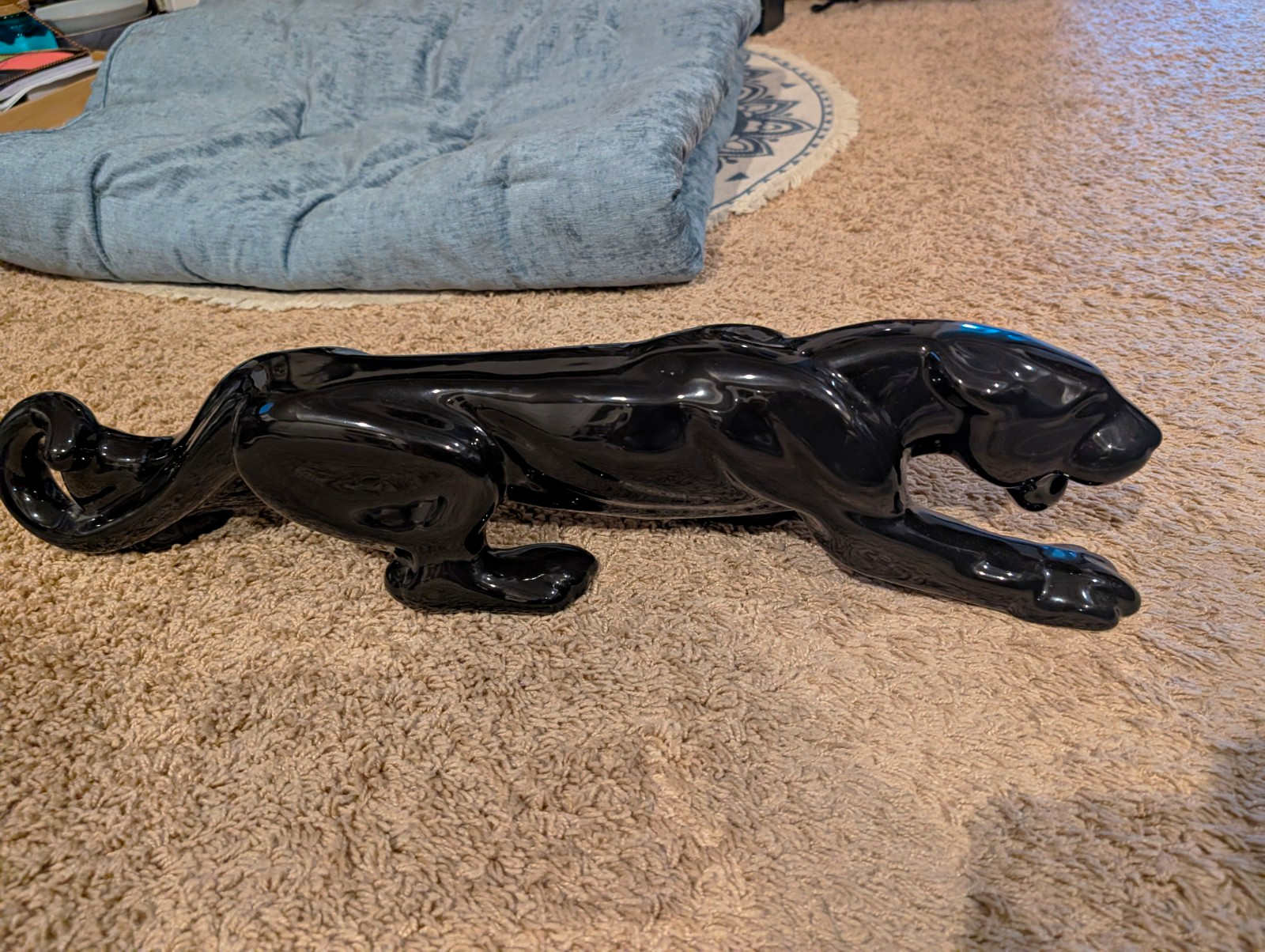 Vintage 96 Haeger Black Panther Ceramic Figurine Glossy Finish Collectible Decor
