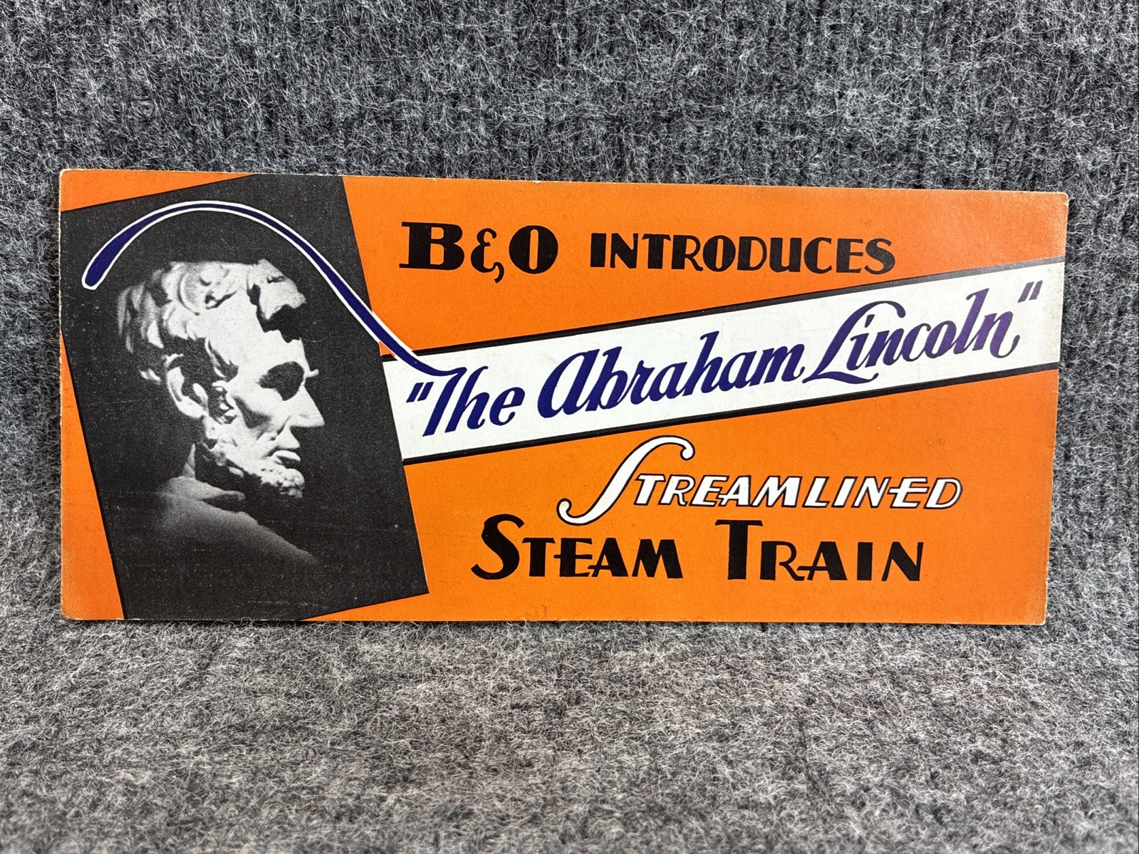 Original 1935 B&O Abraham Lincoln Streamlined Steam Train Promotional Fold Out Original 1935 B&O Abraham Lincoln Streamlined Steam Train Promotional Fold Out