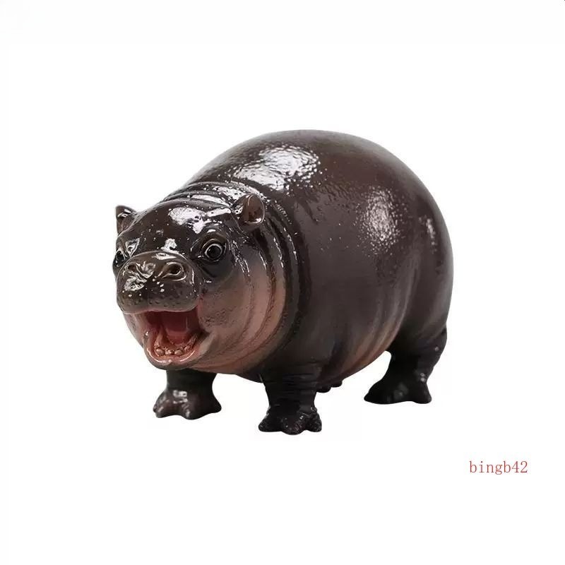 1:6 Cute Hippopotamus Cub Baby Simulated Animal Model Resin Collectible Gift New