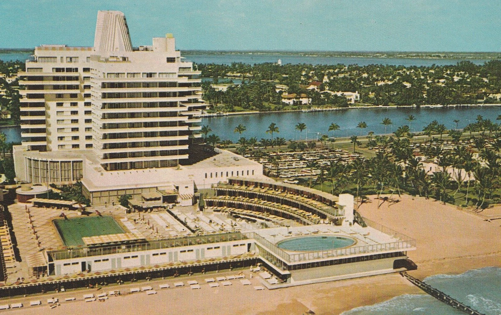 Vintage Postcard Eden Roc Hotel Cabana & Yacht Club Miami Beach, Florida Beach
