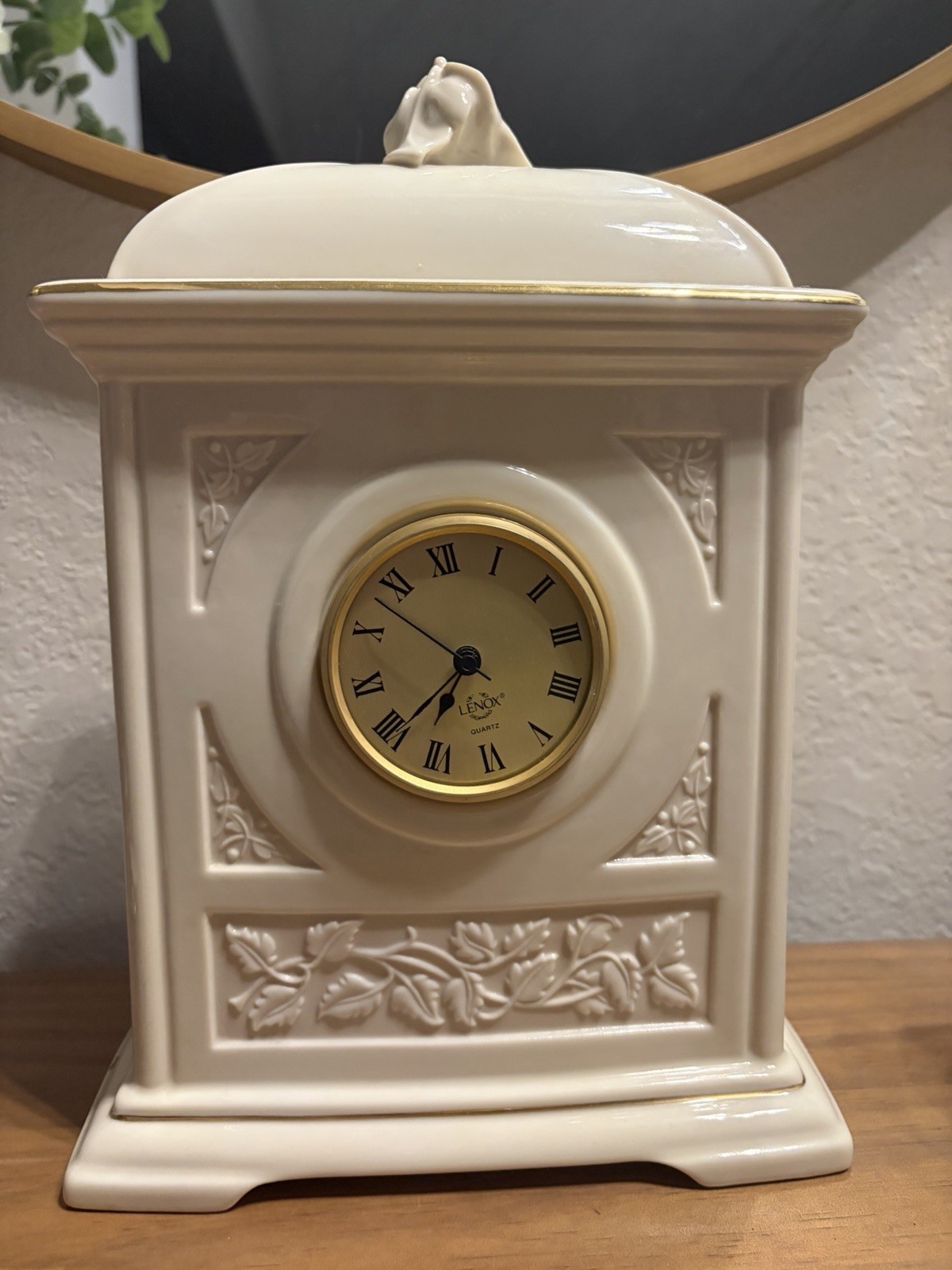 Vintage Lenox Four Seasons Mantel Clock Ivory & Gold Spring Summer Autumn Winter
