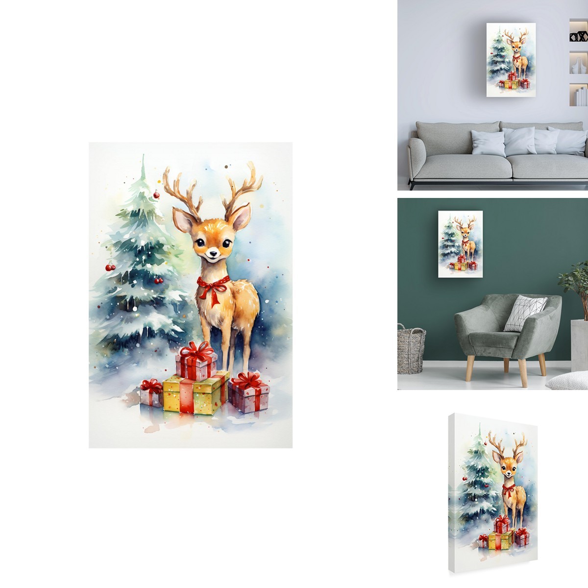 Trademark Fine Art Ray Heere Christmas Fawn and Gifts 1 Canvas ALI70275-C3047GG