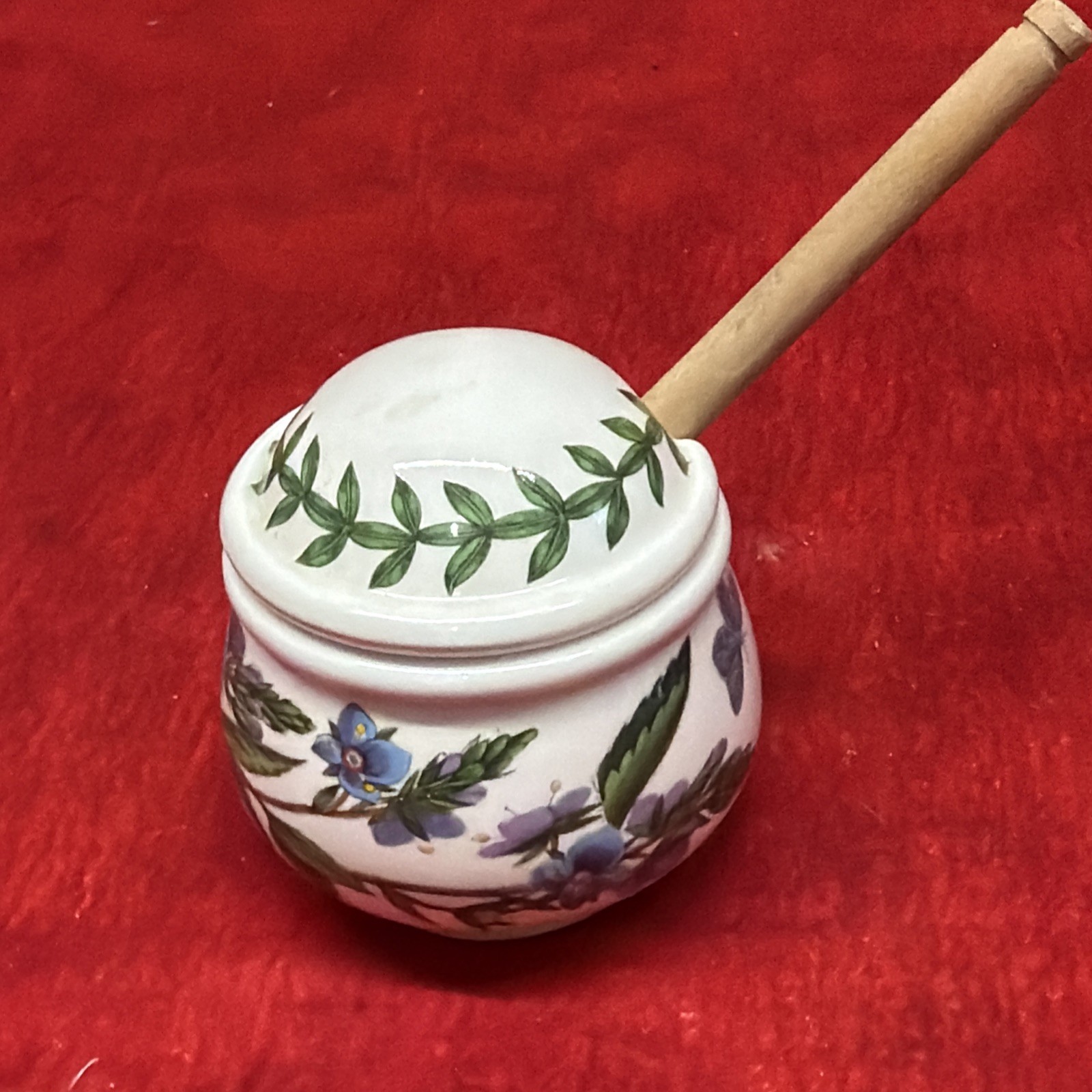 VINTAGE CLASSIC PORCELAIN MUSTARD HONEY POT PORTMEIRION BOTANIC GARDEN