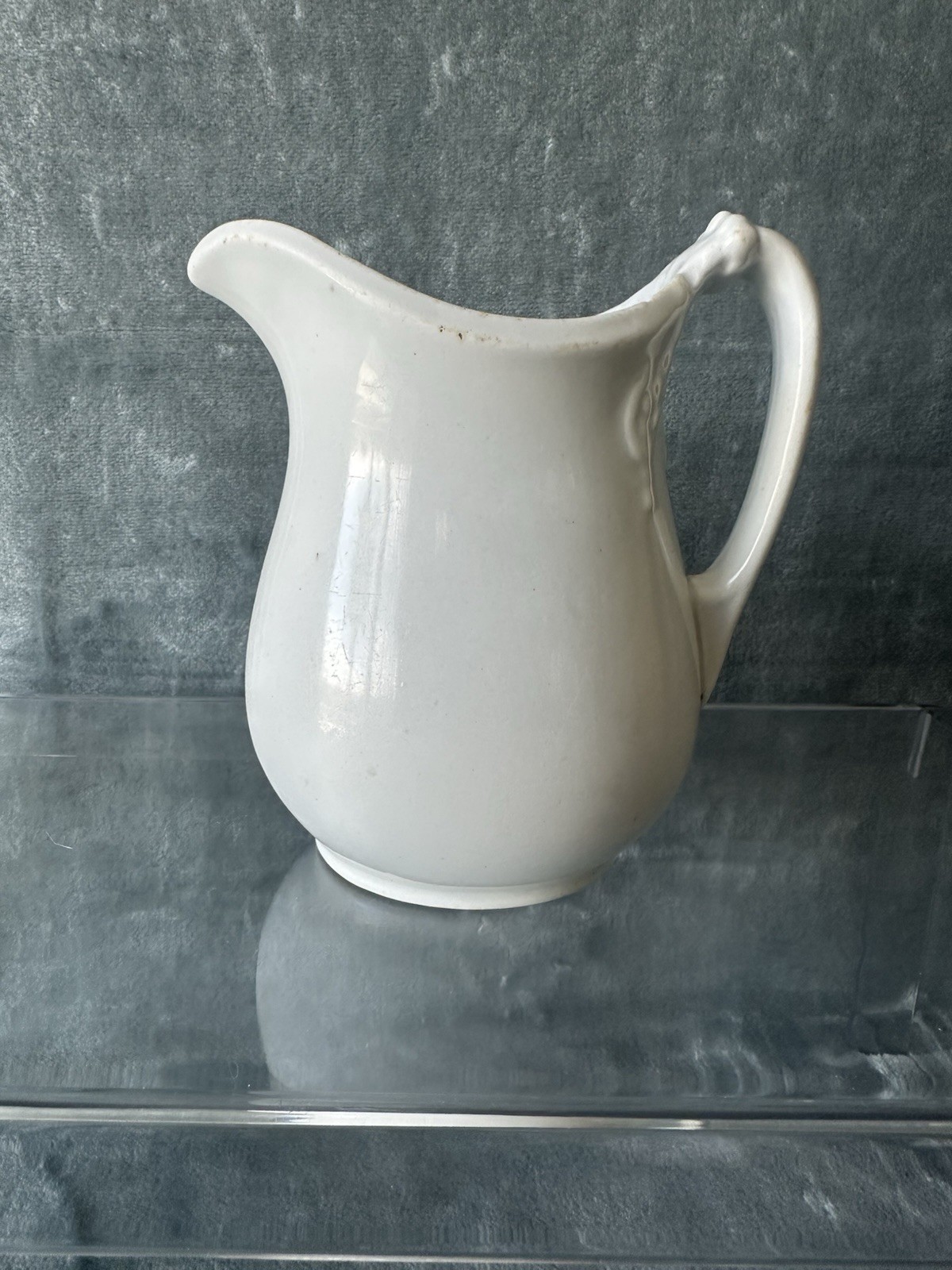 Thomas Furnival & Sons White Ironstone Pitcher Creamer 5.5” Tall Antique England