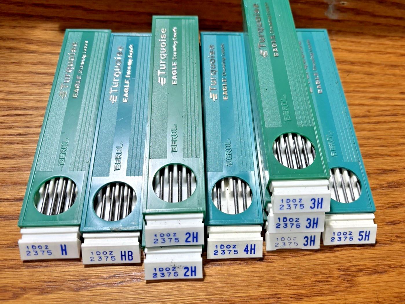 Vtg Berol Eagle Turquoise Drawing Leads H HB 2H 3H 4H 5H
