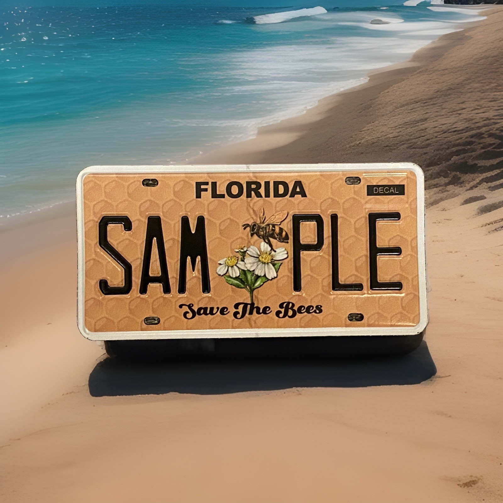 Florida Save The Bees Sample Specialty License Plate New