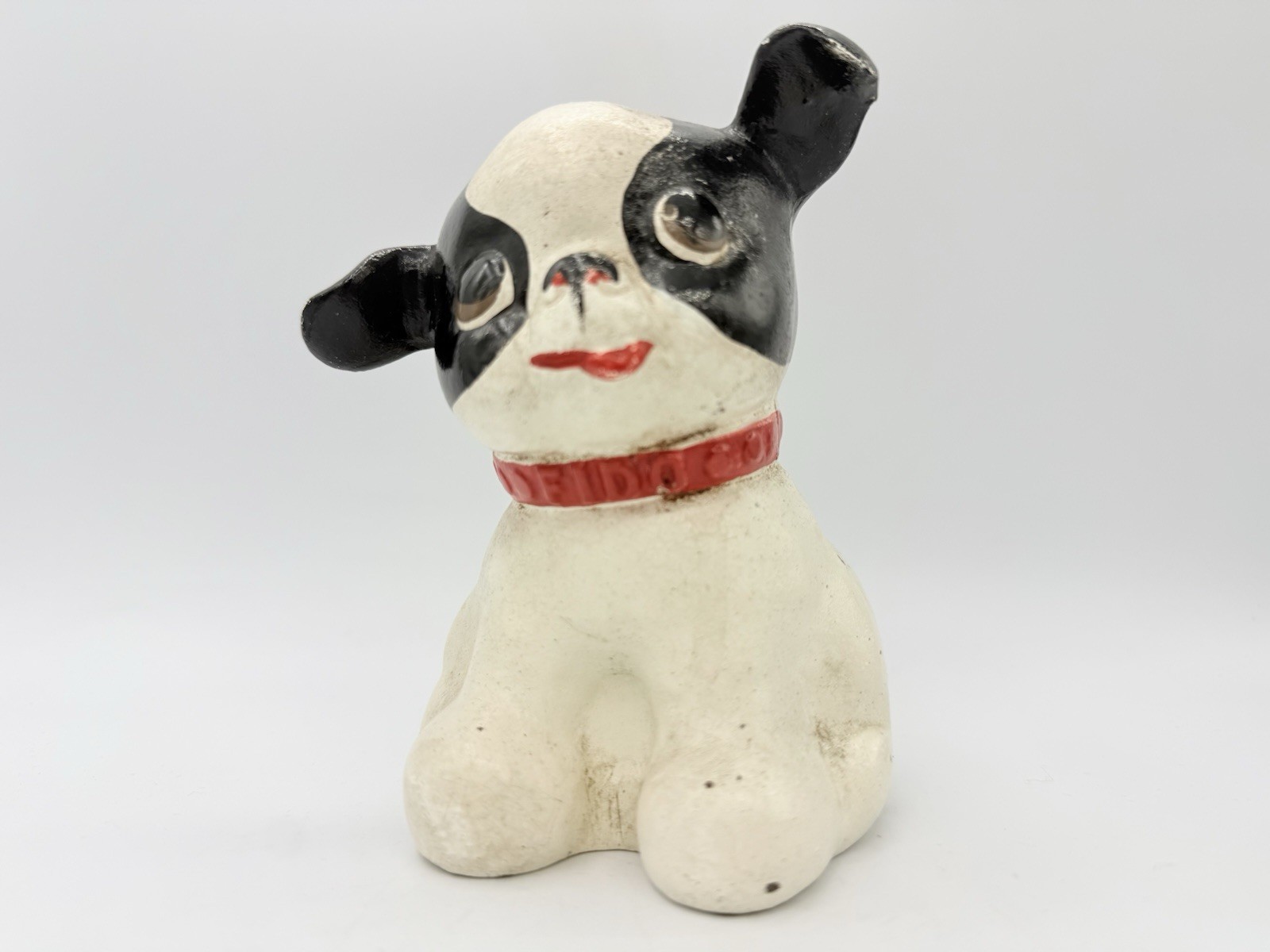 Antique FIDO Hubley cast iron bank red name collar 1914 original Paint