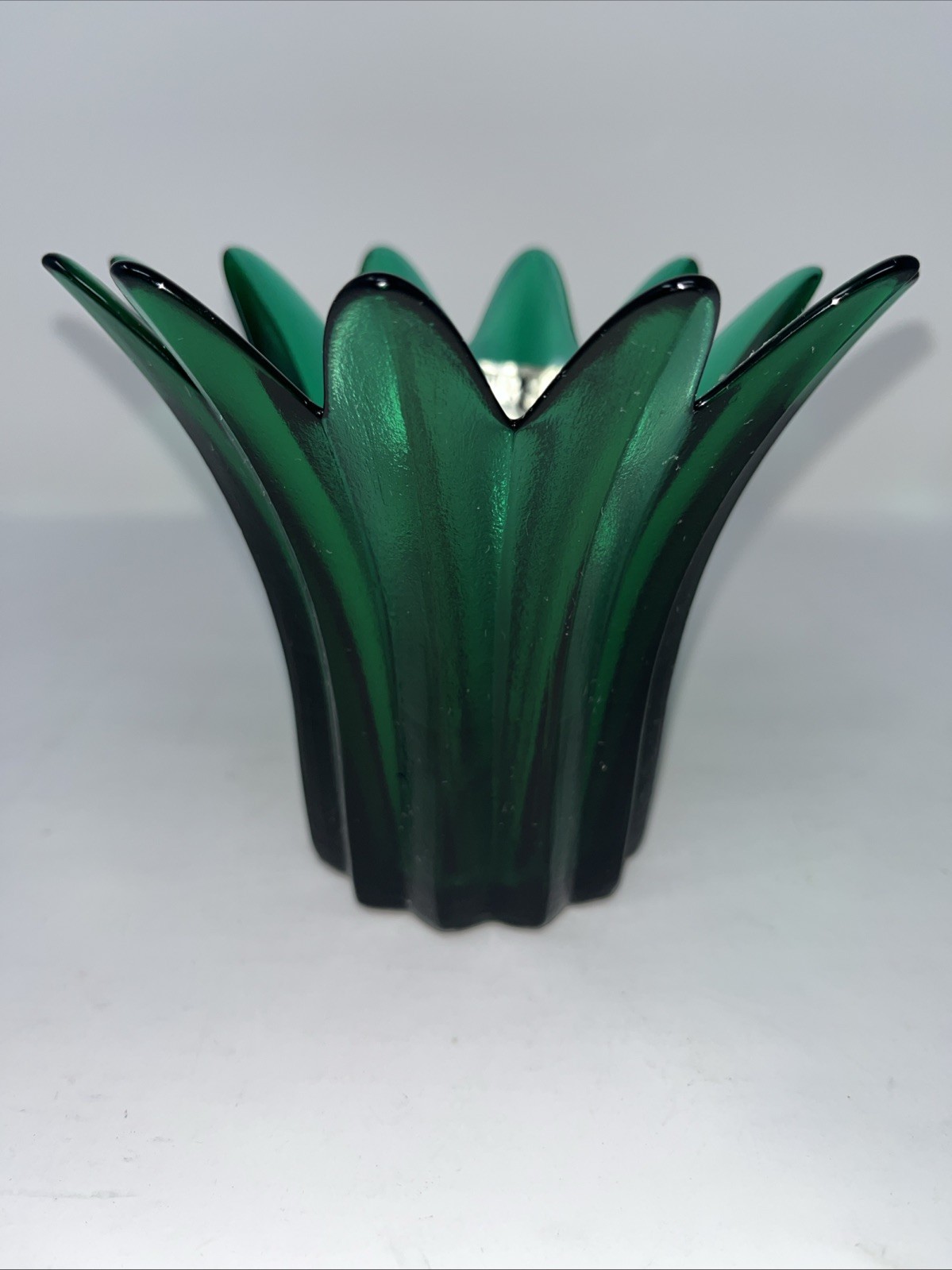 Vintage Studio Nova Art Glass Green Votive Candle Holder Or Vase Portugal