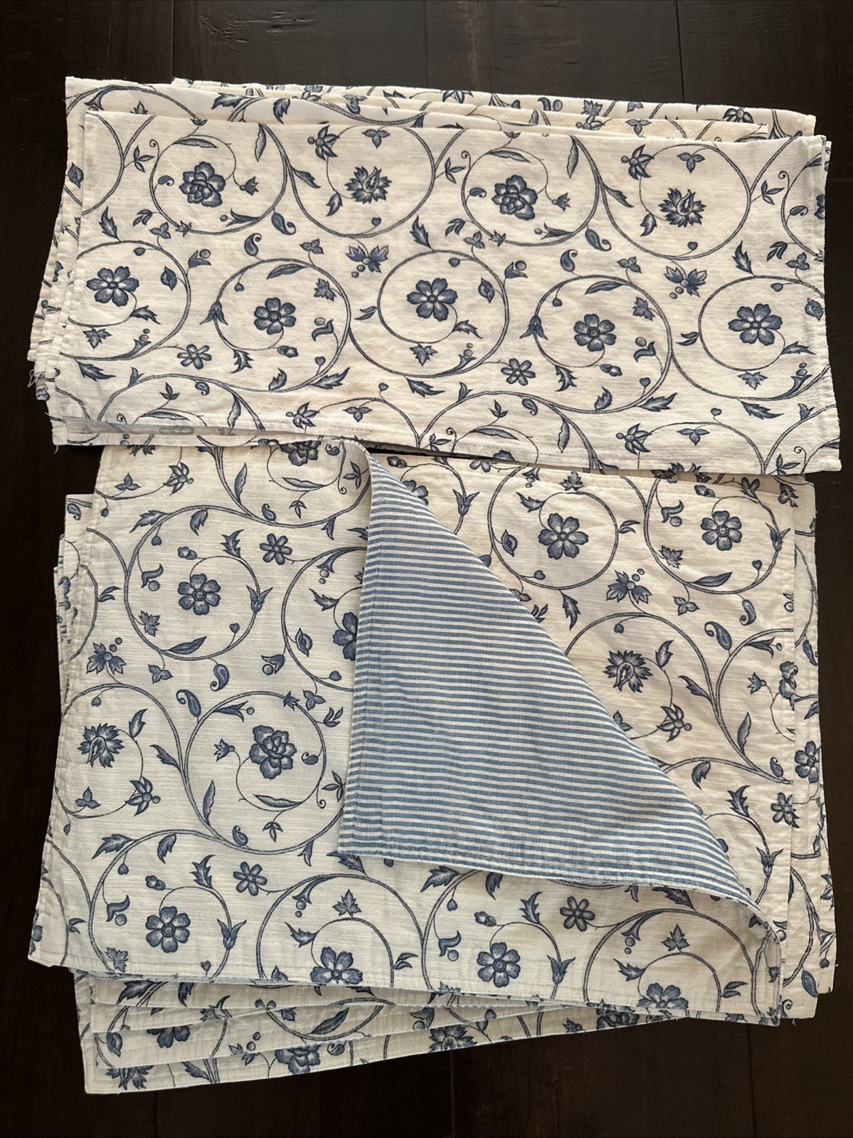 Vintage Blue And White Placemats And Napkins, 8 Place Settings Coastal Cottage