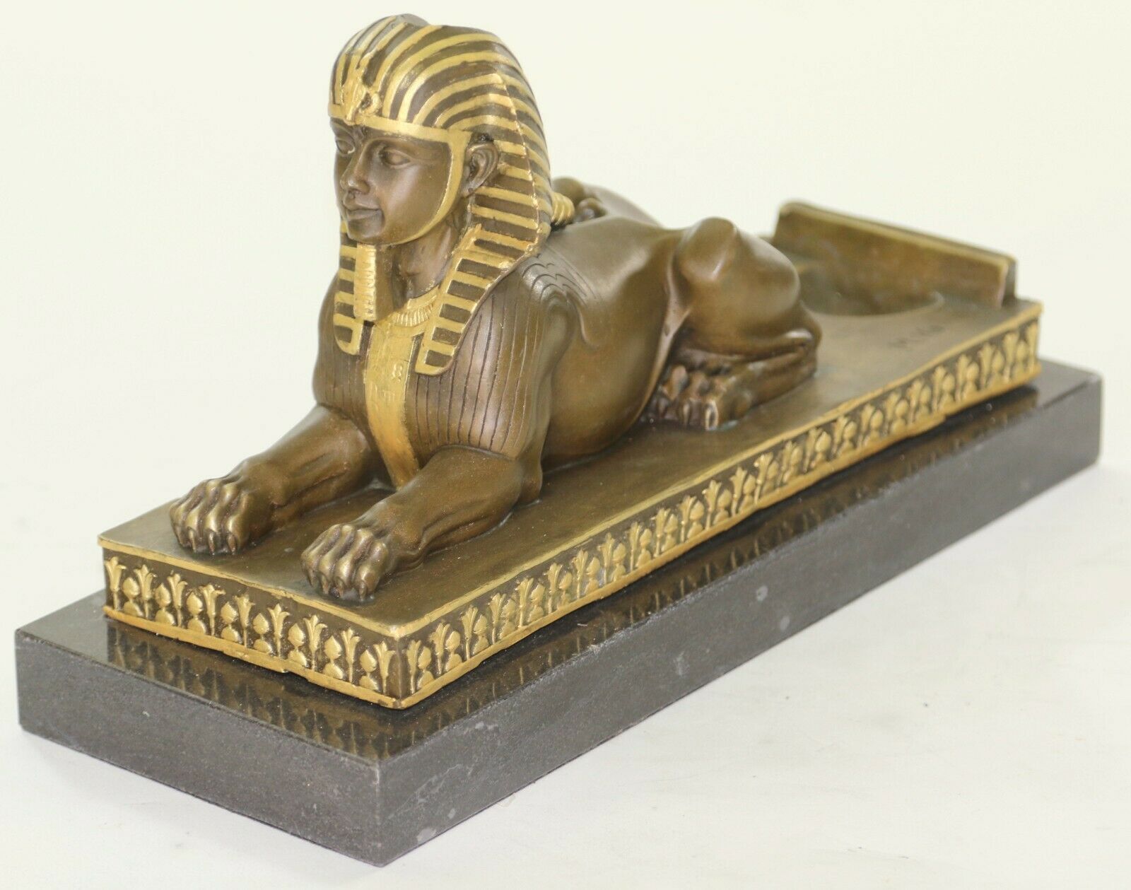 Signed Vintage Mythological Creature Sphinx Egyptian Art Seco Marble Sculpture