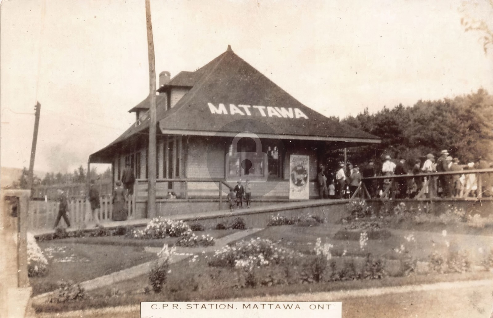 Mattawa Ontario Canada C P R Railroad Depot Station RPPC Photo Postcard COPY