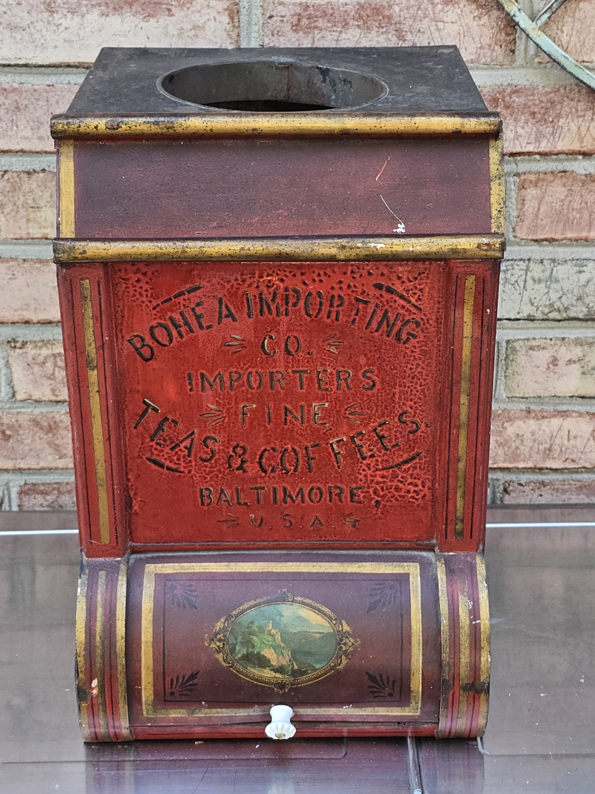 Antique 1900's Bohea Importing Co Tea & Coffees Country Store Bin, Baltimore MD