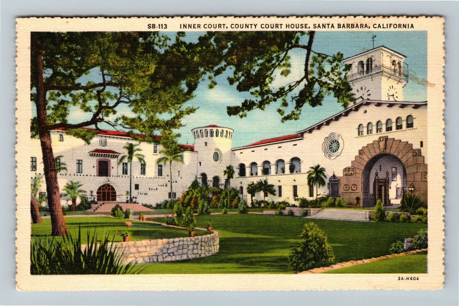Santa Barbara,CA-California,Court House inner Court, c1941 Vintage Postcard