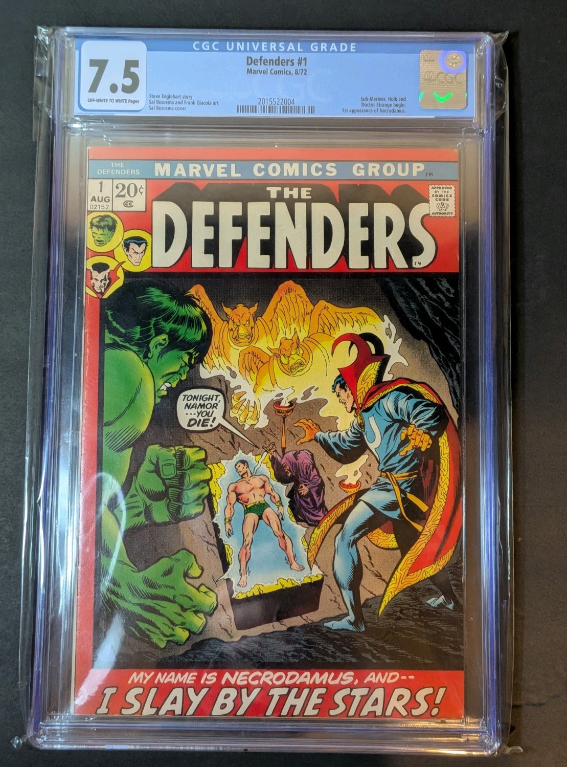 Marvel the Defenders #1 CGc 7.5 Off White To White Pages.