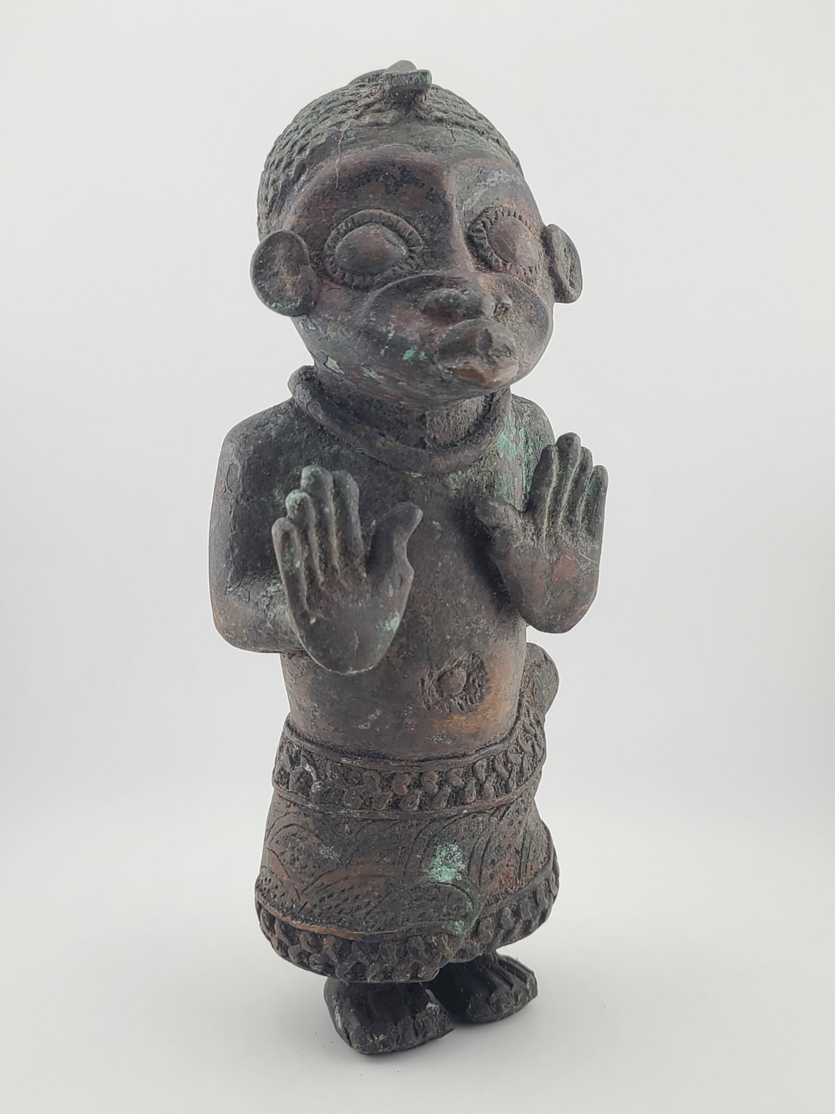 Vintage 1940's African Bronze Figure Rare Benin Style Tribal Bronze Sculpture 9” Vintage 1940's African Bronze Figure Rare Benin Style Tribal Bronze Sculpture 9”