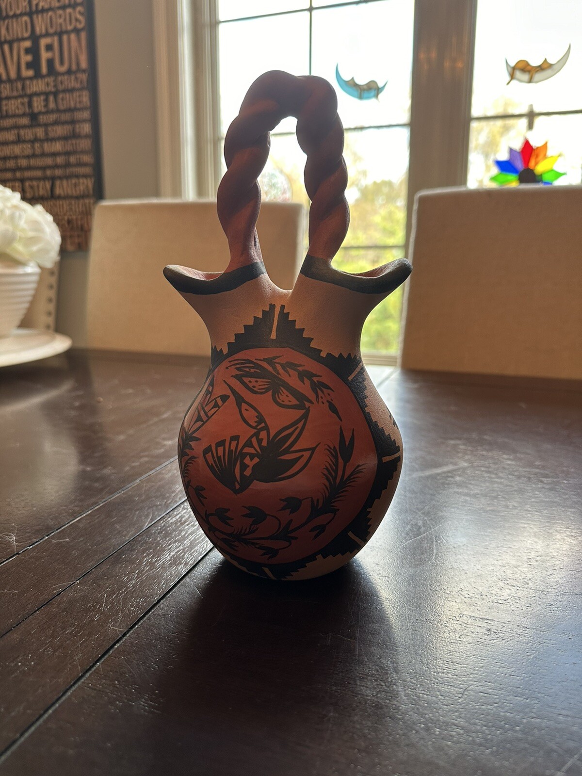 Vintage Jemez Native American Pottery By Carolyn Sando -  Large Wedding Vase