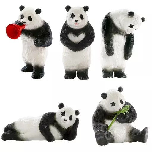Hoshi Hoshi Panda Figures Set of 5 Collectible Miniatures 30-57mm Rare [Age 13+]