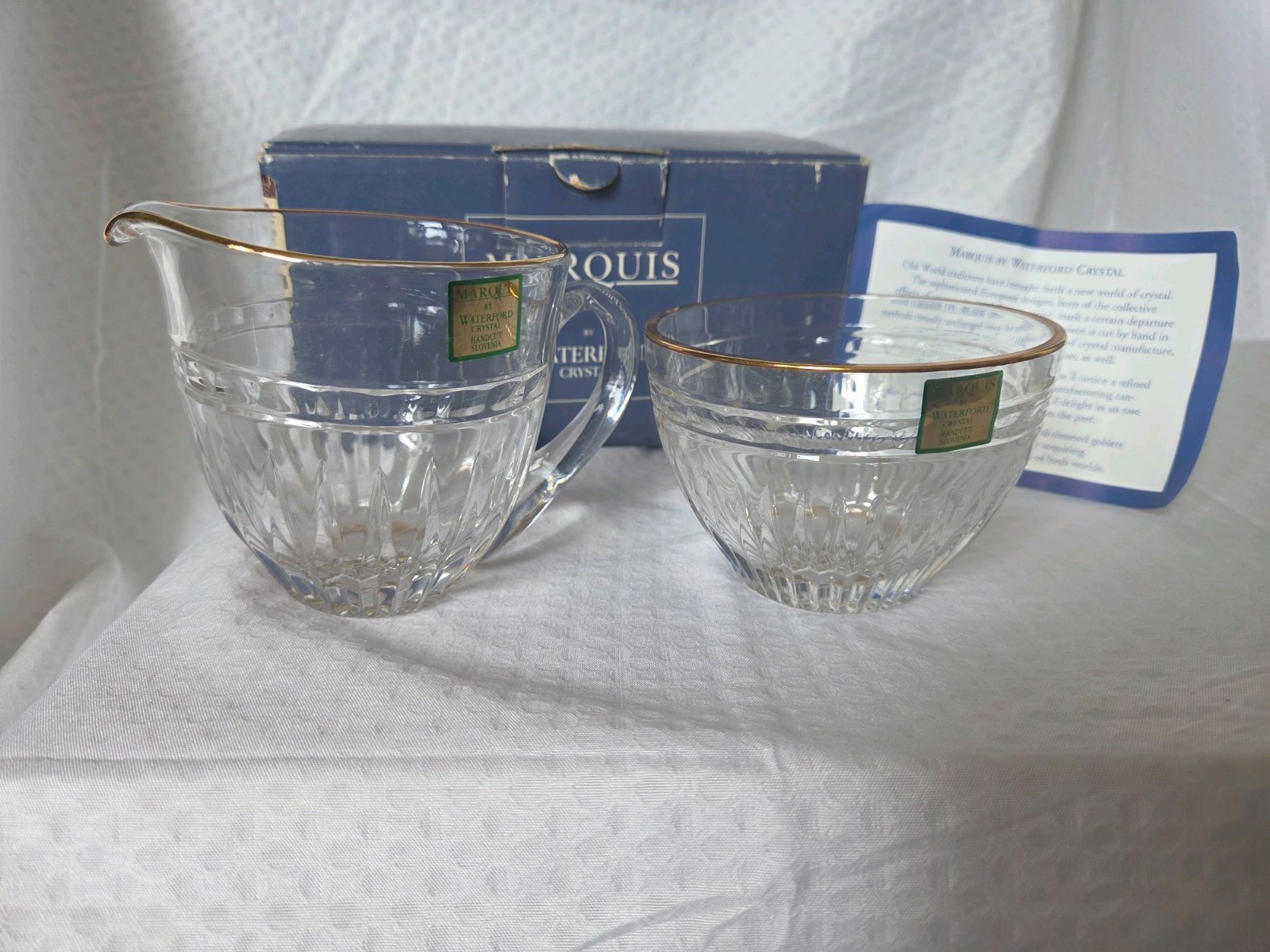 Waterford Crystal Cream & Sugar RARE Hanover Gold - NEW w/box & tags