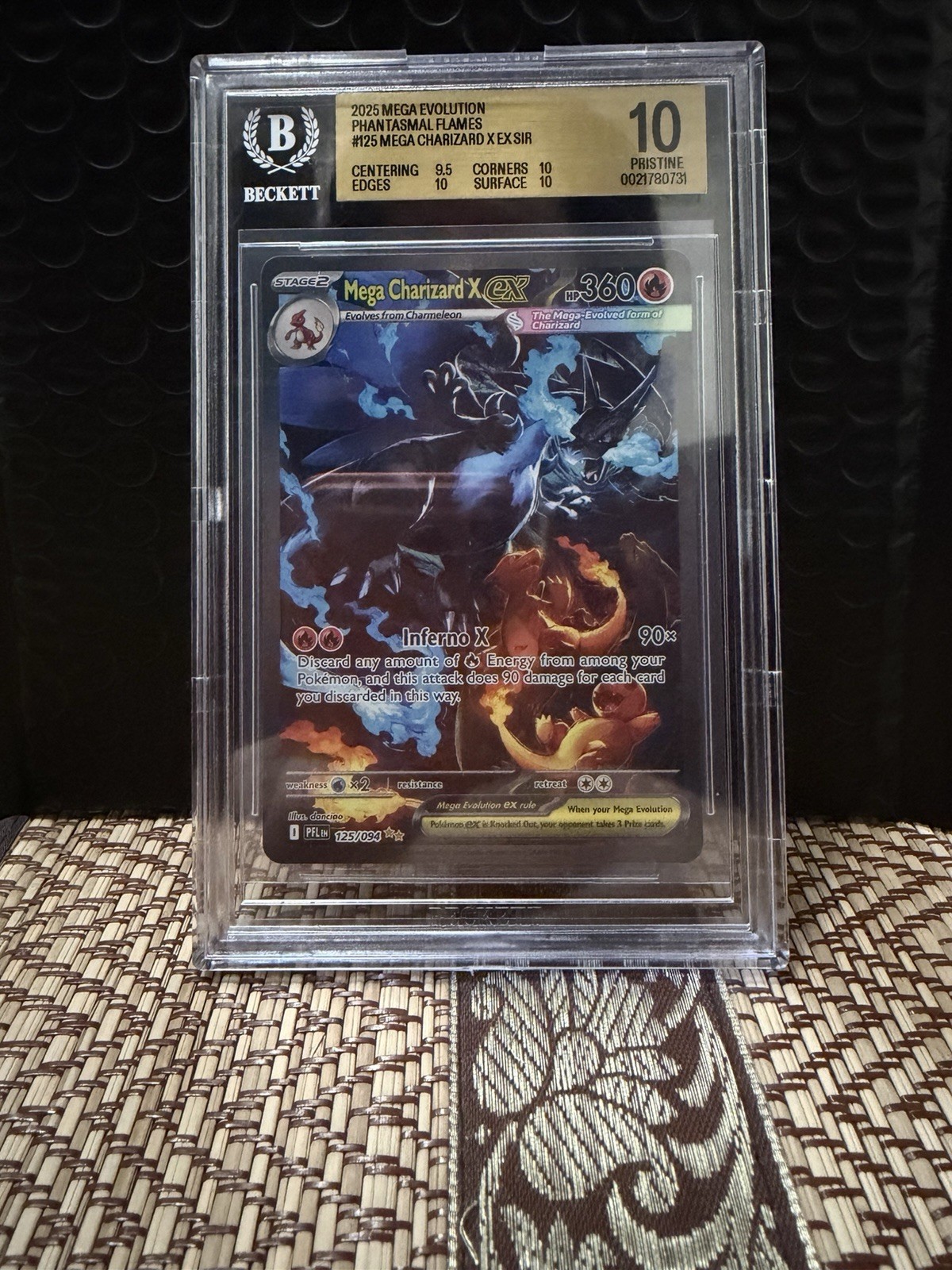 Mega Charizard X ex 125/094 Phantasmal Flames Pokemon Beckett BGS 10 PRISTINE