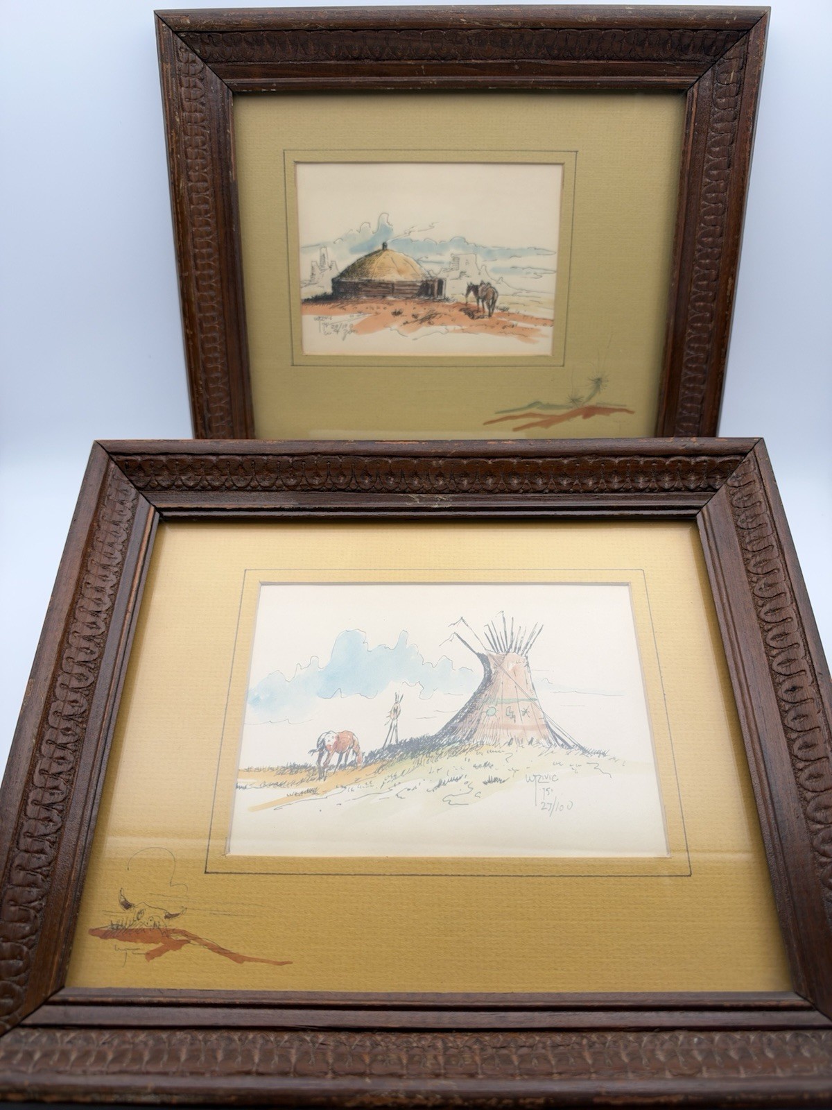 Vintage Pair Of 1975 William Zivic Hand Signed Limited Edition Prints