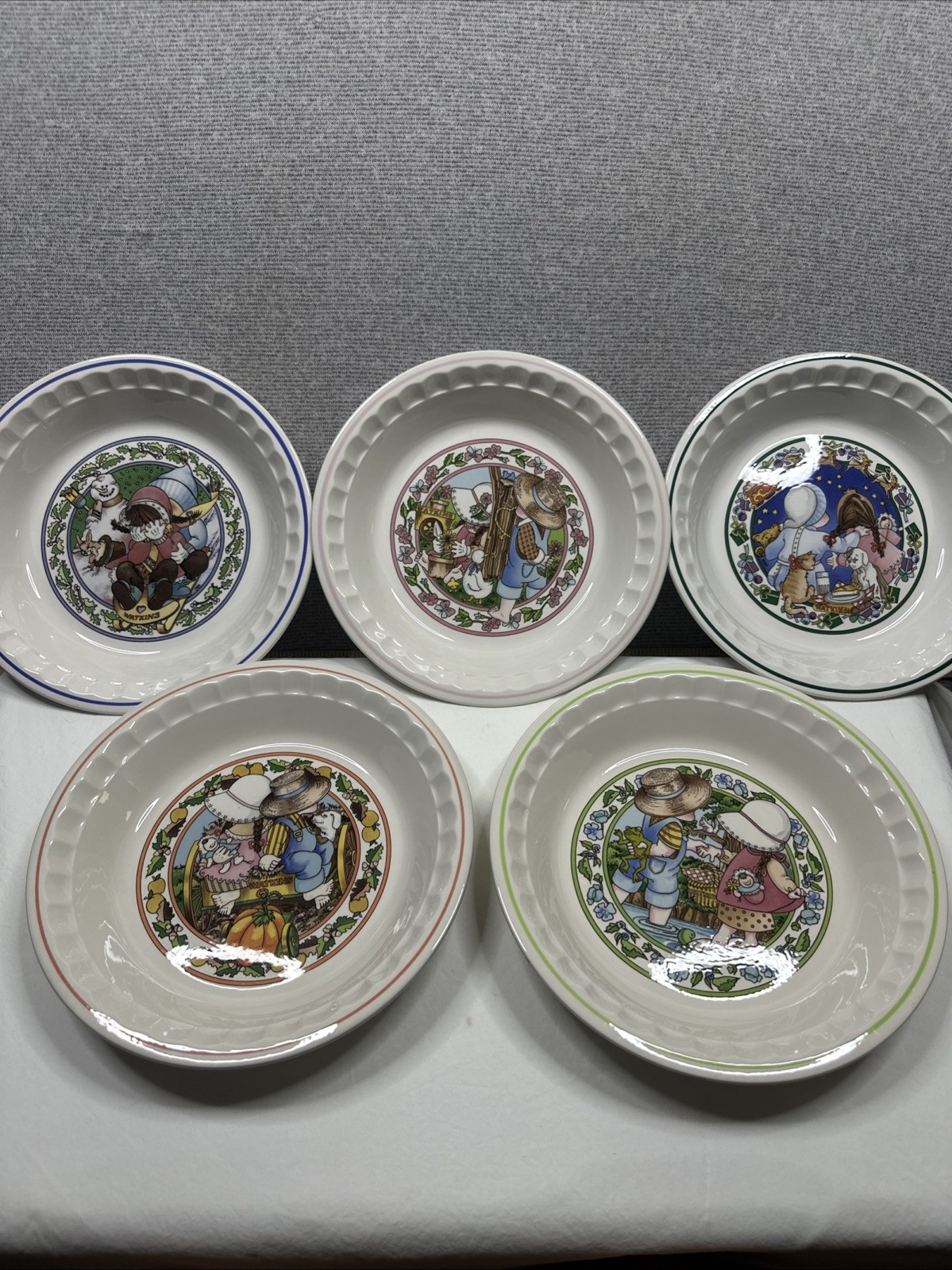 Watkins Country Kids Collector\'s Recipe Plates 1989, Complete Set of 5 **Read