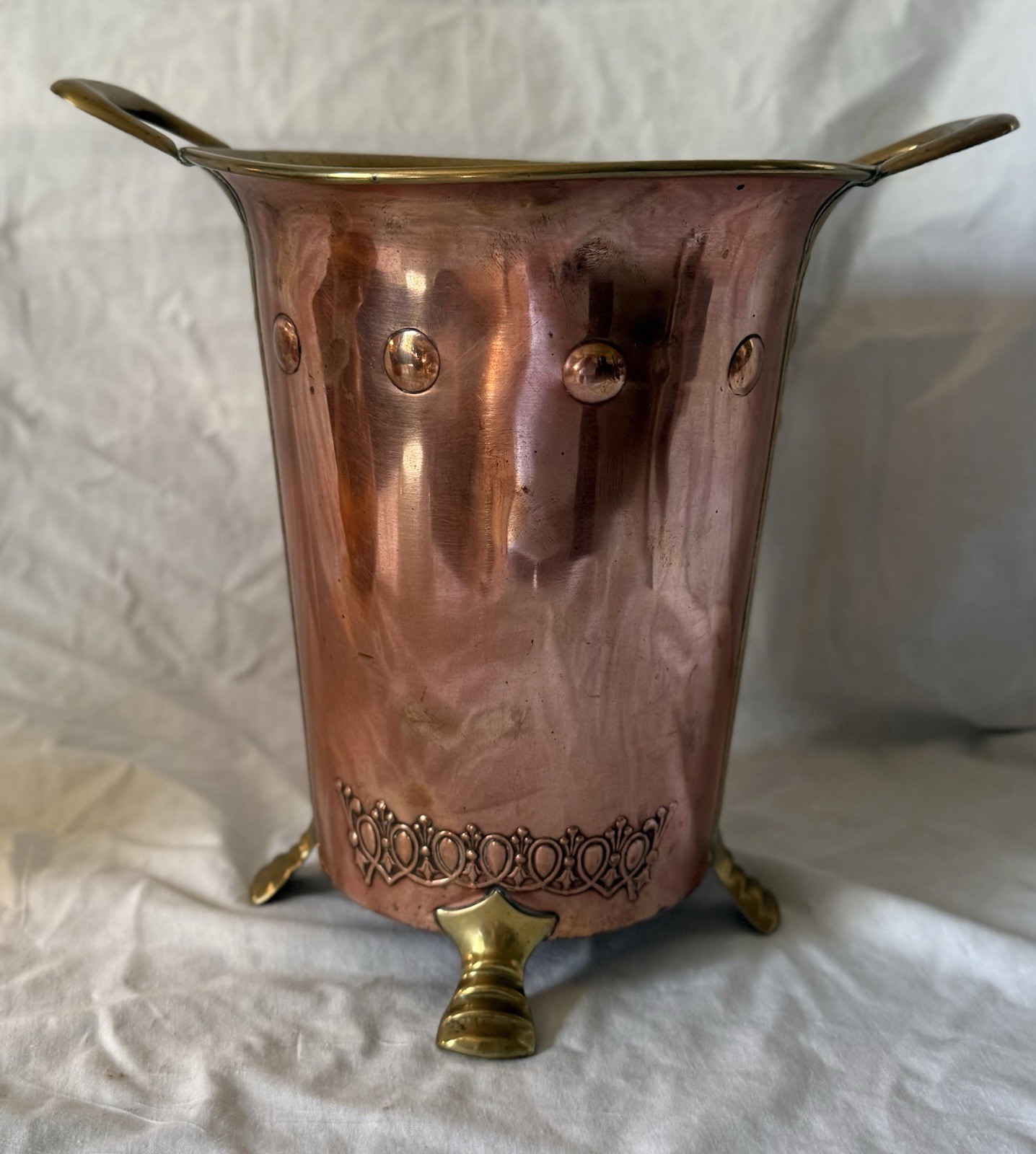 Antique Champagne Bucket By Gebruder Bing Germany Art Nouveau Copper Brass Deco