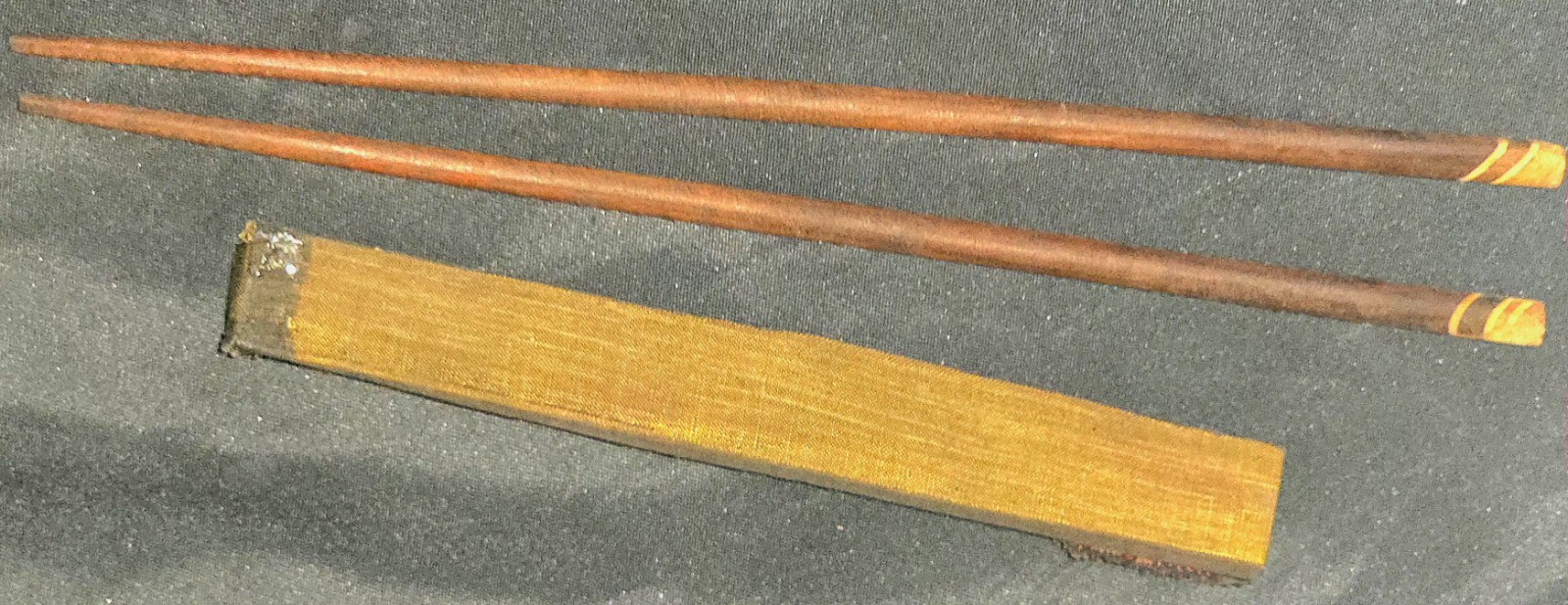 Pair of Hand Carved Wooden Chopsticks W/Embroidered Case 