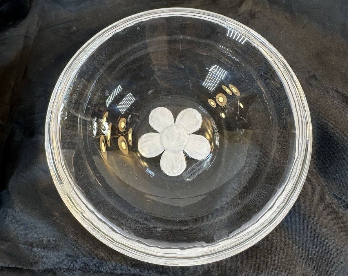 Mint Vintage Orrefors Sweden Flora Art Glass Bowl Anne Nilsson Signed Hand Paint Mint Vintage Orrefors Sweden Flora Art Glass Bowl Anne Nilsson Signed Hand Paint