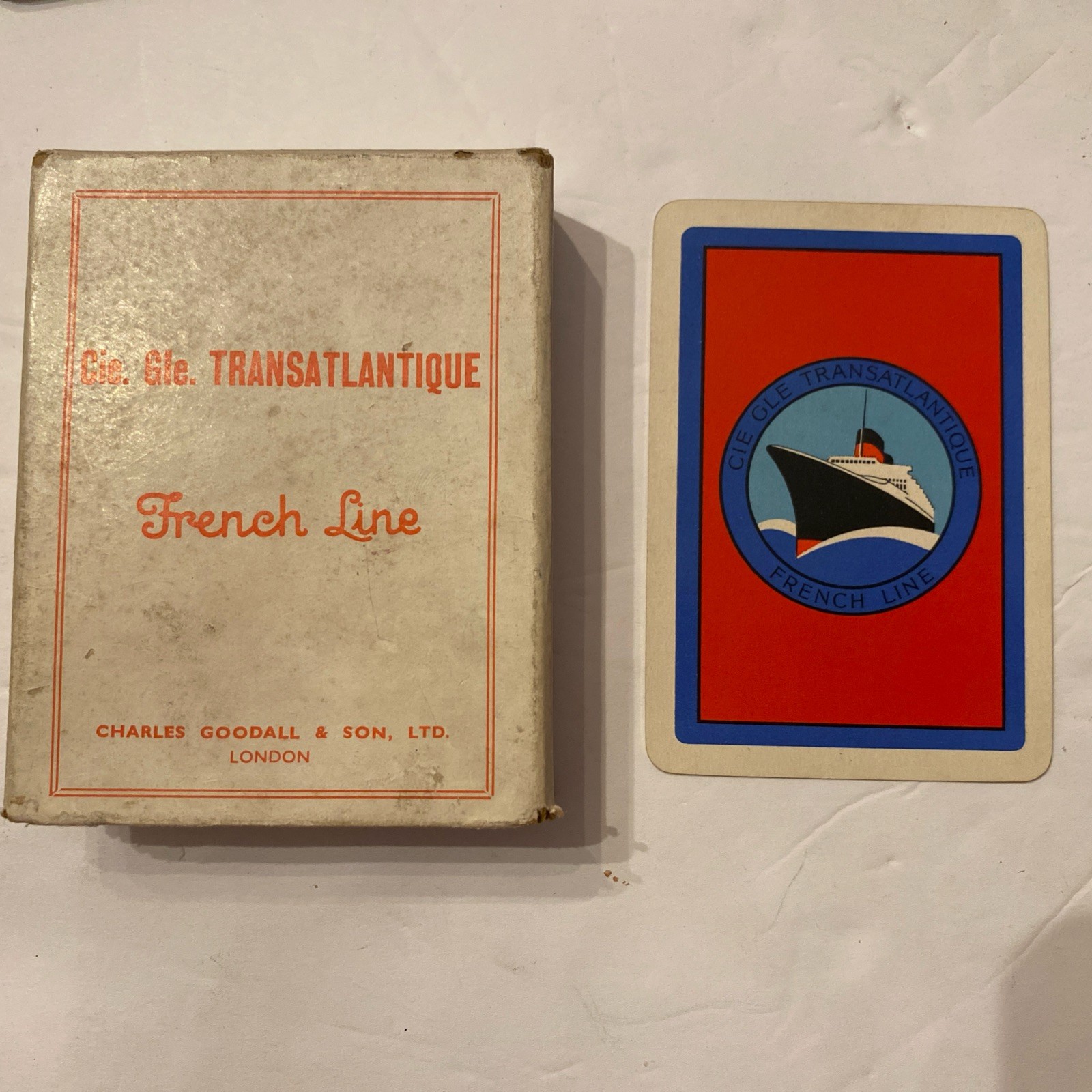 Vintage French Line Compagnie Generale Transatlantic Playing Cards 54 Card Set