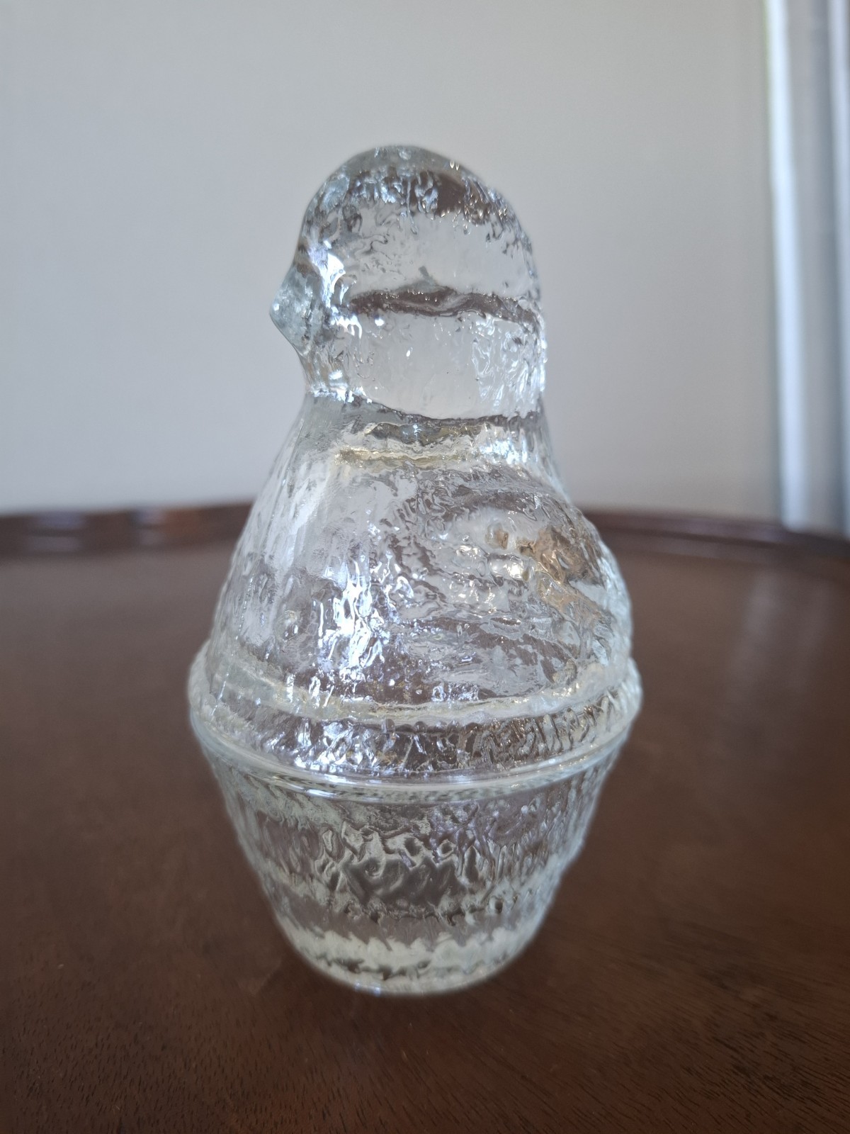 Vintage Clear Pressed Glass Chick Nest Candy Dish Covered Trinket Box Ząbkowice