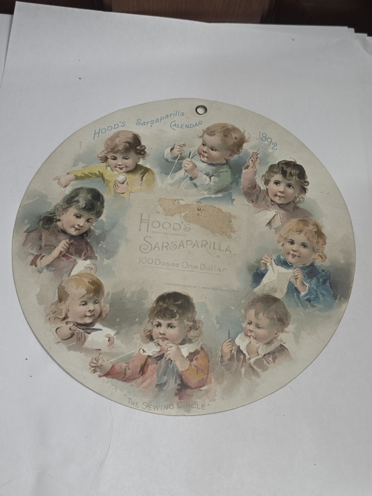 Antique HOOD'S SARSAPARILLA 1892 Advertising Calendar