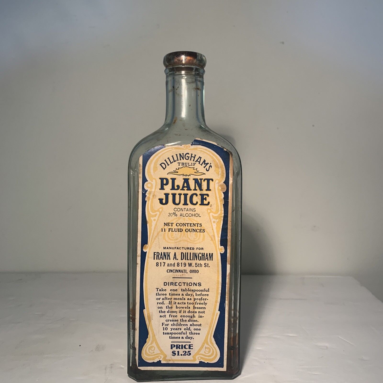 Vintage Dillingham's Trulif Plant Juice Botttle
