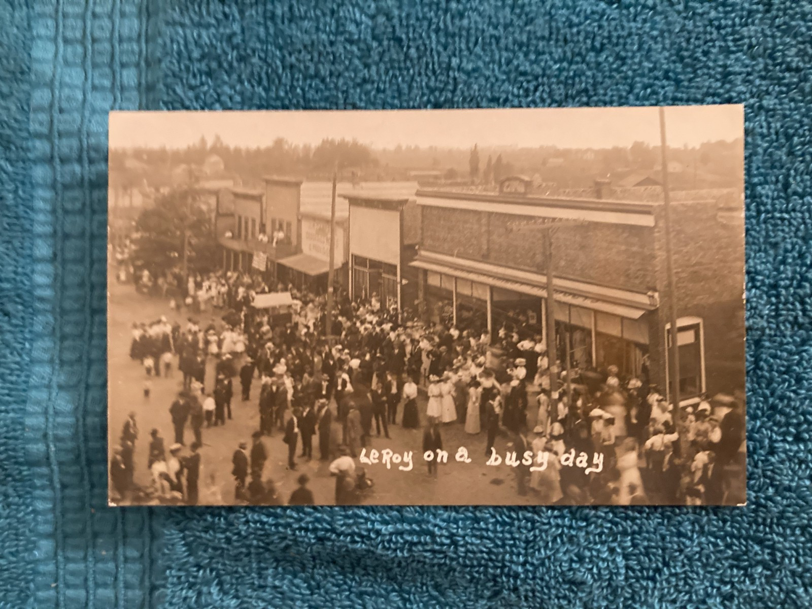 RPPC Busy Day in Leroy Michigan Unposted with Writing RPPC Busy Day in Leroy Michigan Unposted with Writing