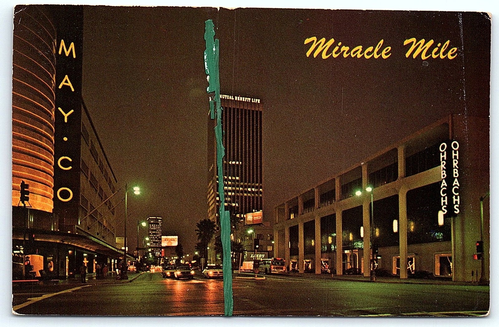 LA Miracle Mile Wilshire Blvd Night May Co Ohrbachs PC