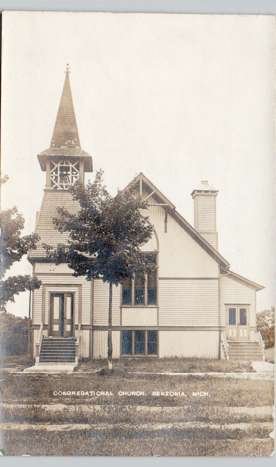 CONGREGATIONAL CHURCH benzonia mi c1910 postcard michigan real photo rppc