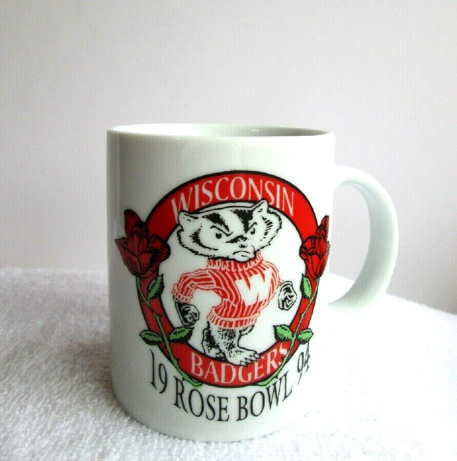 UNIVERSITY OF WISCONSIN BADGERS FOOTBALL 1994 ROSE BOWL COFFEE MUG / CUP 3 3/4\