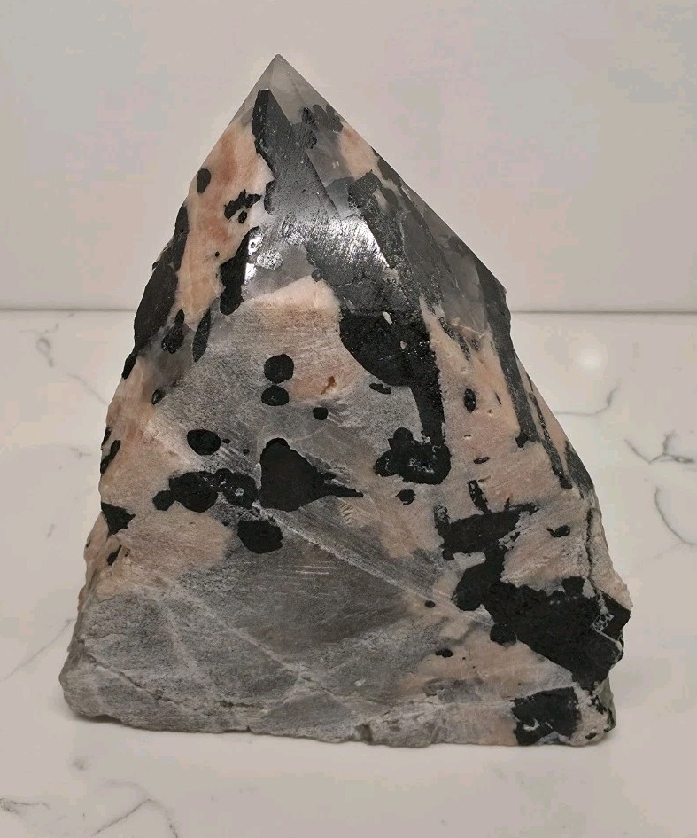 Natural Raw  unique  Black Tourmaline in Smoky Quartz and Pink Feldspar 1.53 LB