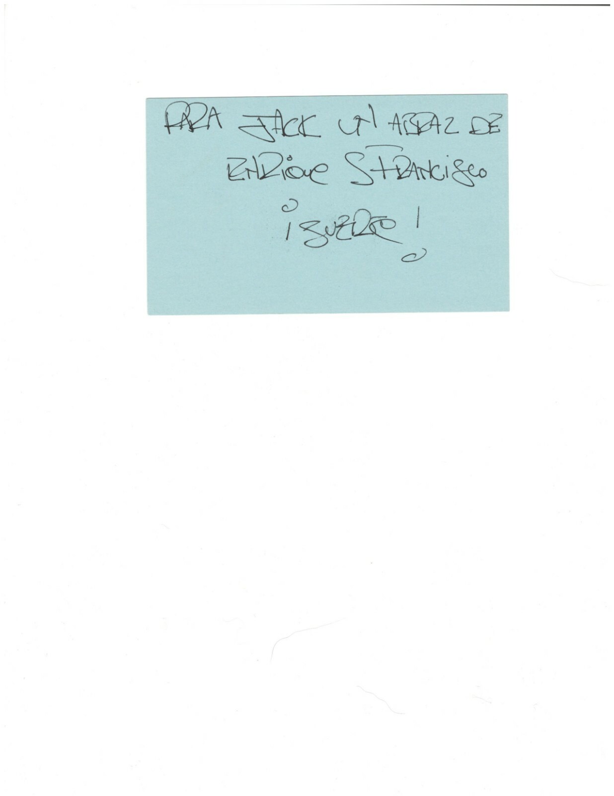 SPANISH ACTOR ENRIQUE SAN FRANCISCO AUTOGRAPH ON CARD STOCK