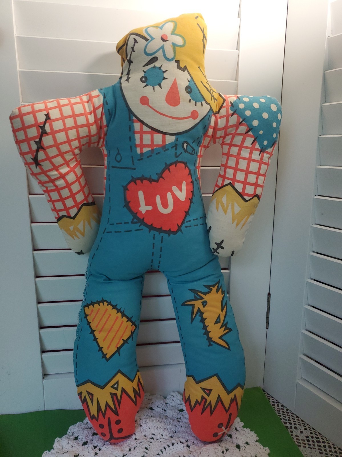 VTG Brachs Sam Scared-est Scarecrow LUV Promo Cloth Doll 1970s