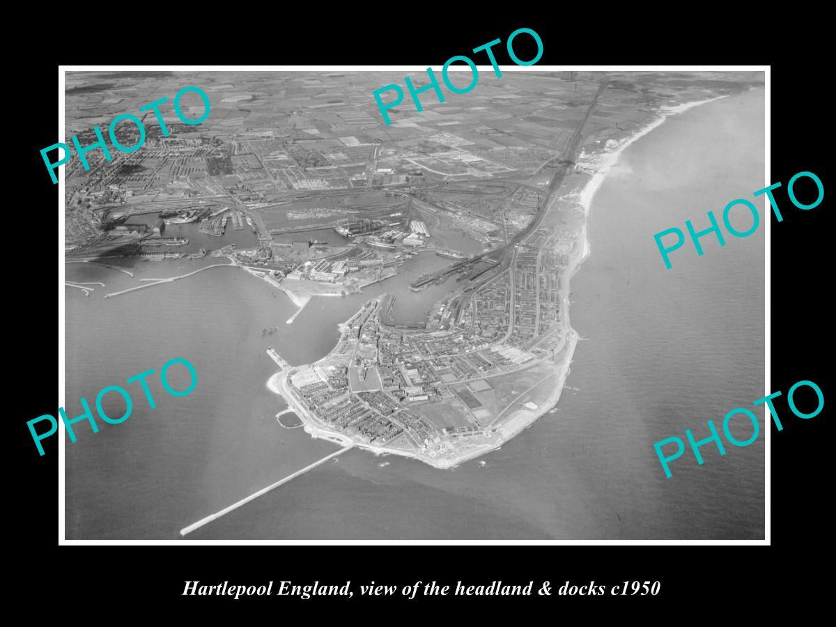 OLD 8x6 HISTORIC PHOTO OF HARTLEPOOL ENGLAND THE HEADLAND & DOCKS c1950
