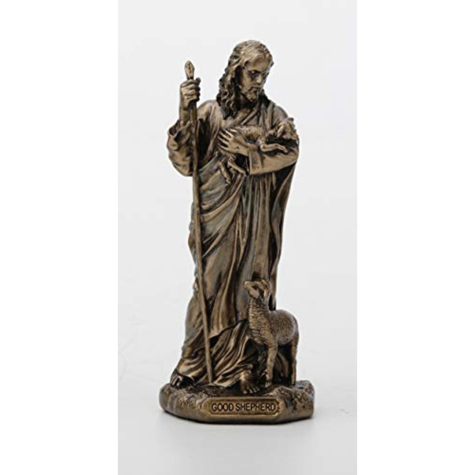 Veronese Design Jesus Good Shepherd Resin Figurine Antique Bronze Hand Painted