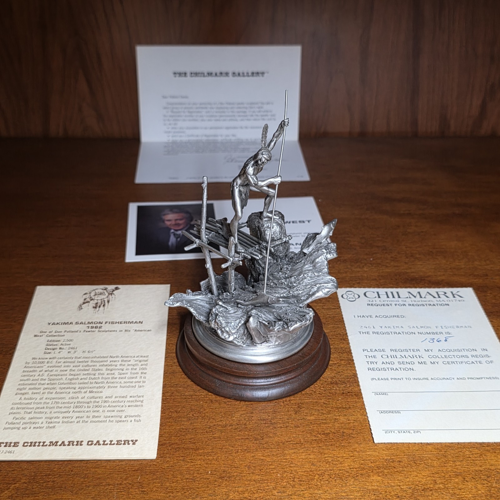 Chilmark Pewter Sculpture Don Polland YAKIMA SALMON FISHERMAN With Certificates