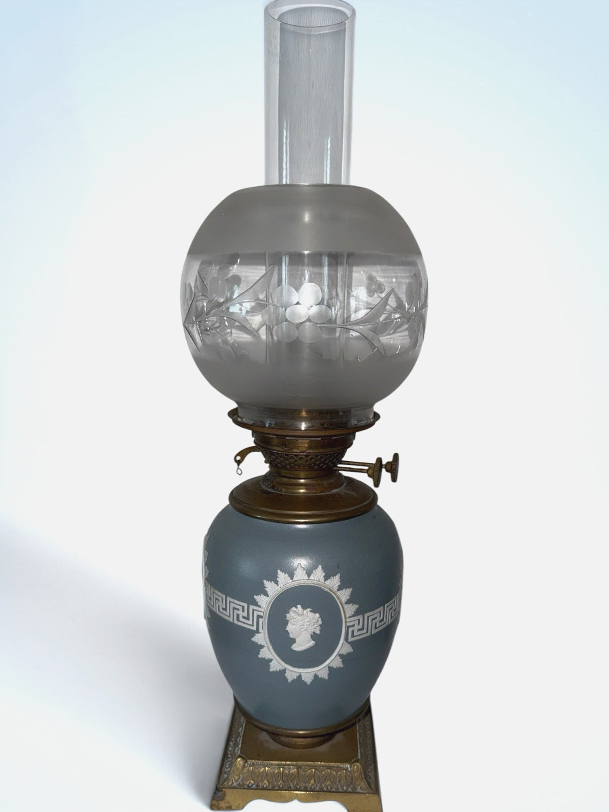 c1880s Banquet Oil Lamp Jones McDuffee & Stratton R Hollings Boston Duplex