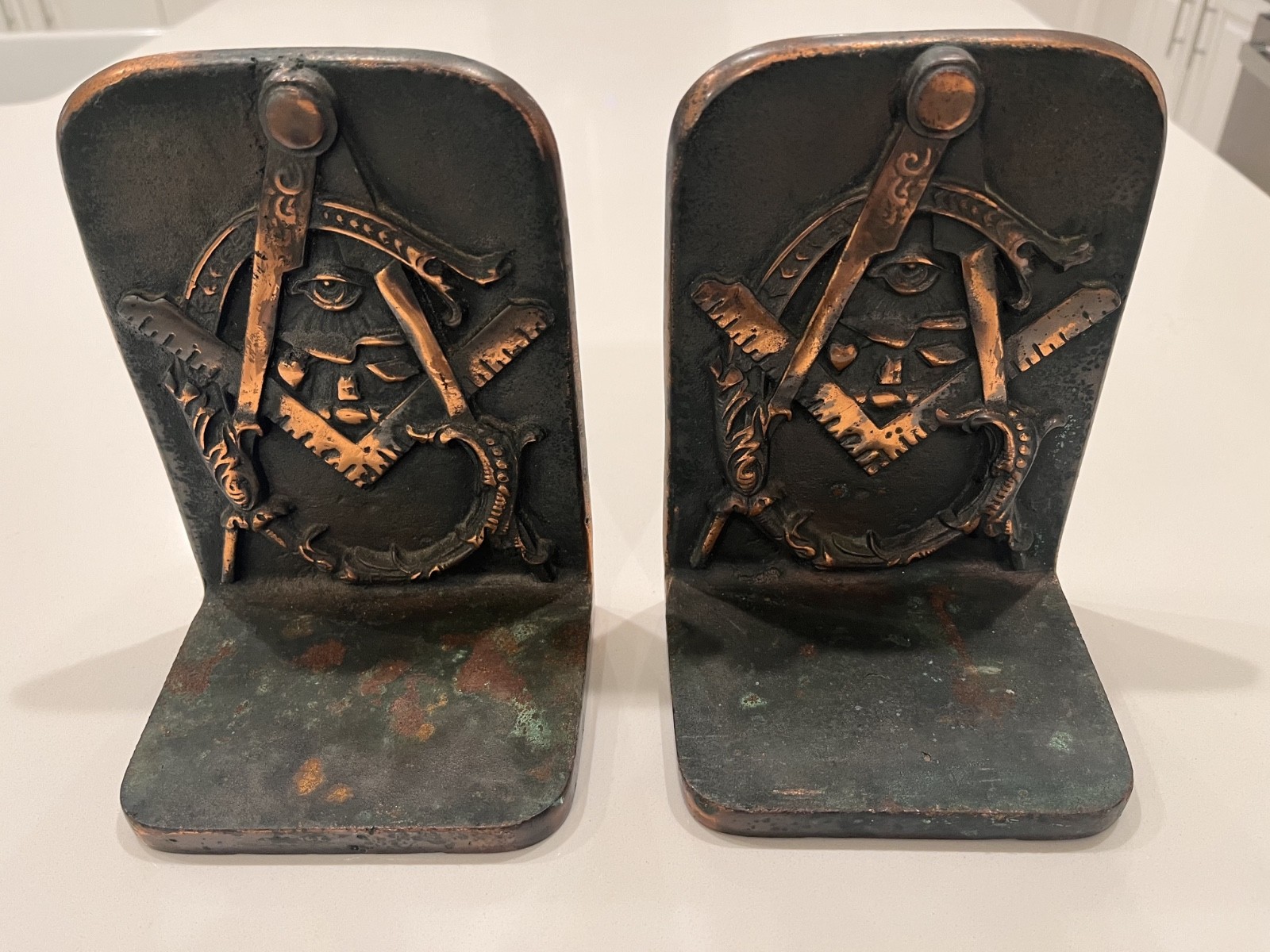 Vintage Freemasonry Bookends Masonic Square And Compasses